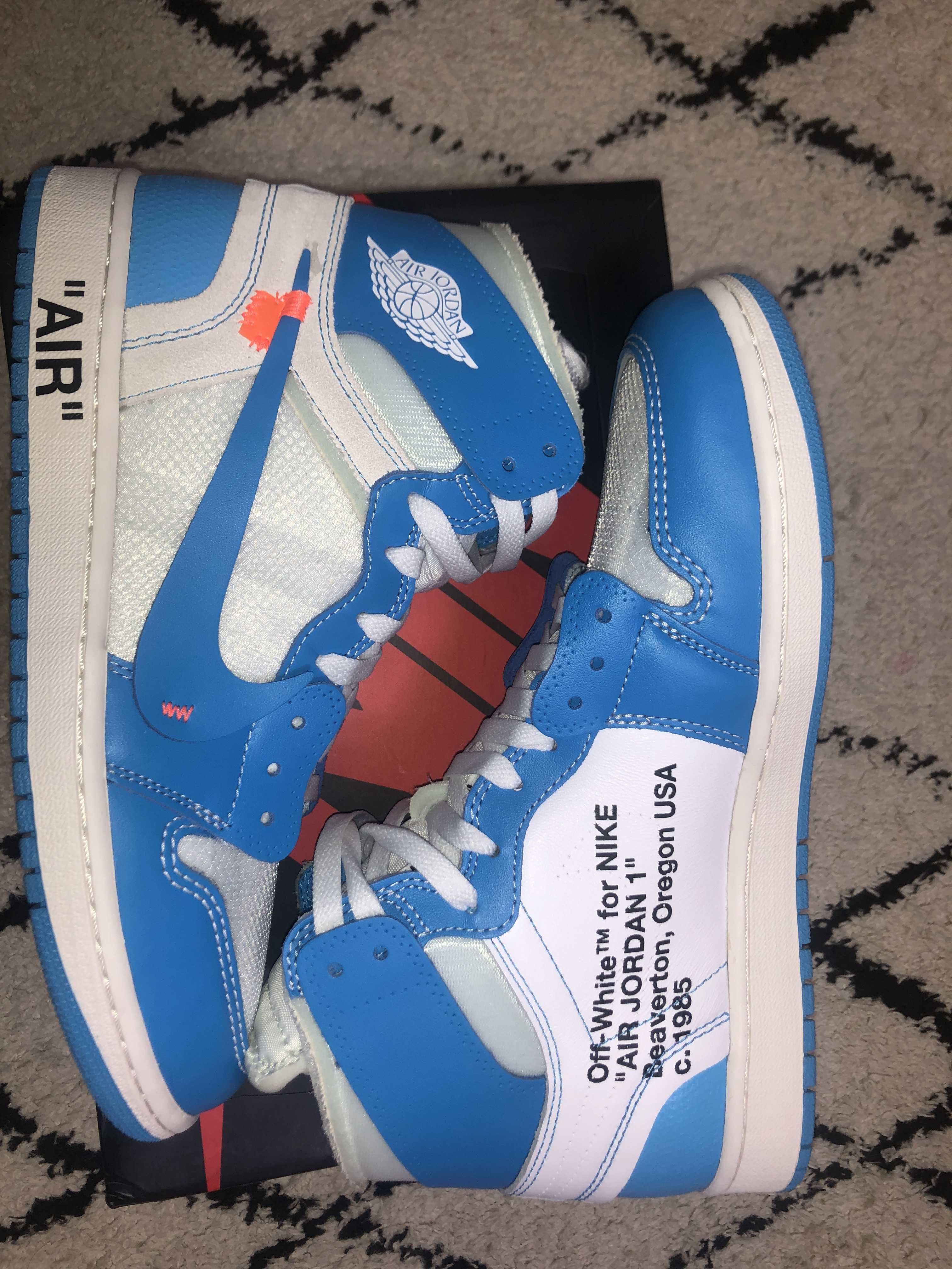 Off-White × Nike Air Jordan 1 High UNC "White/Dark Powder Blue"