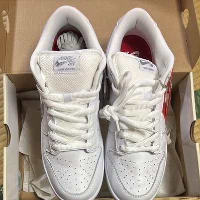 Supreme × Nike SB Dunk Low "White/Metallic Silver" (25FW Week2)