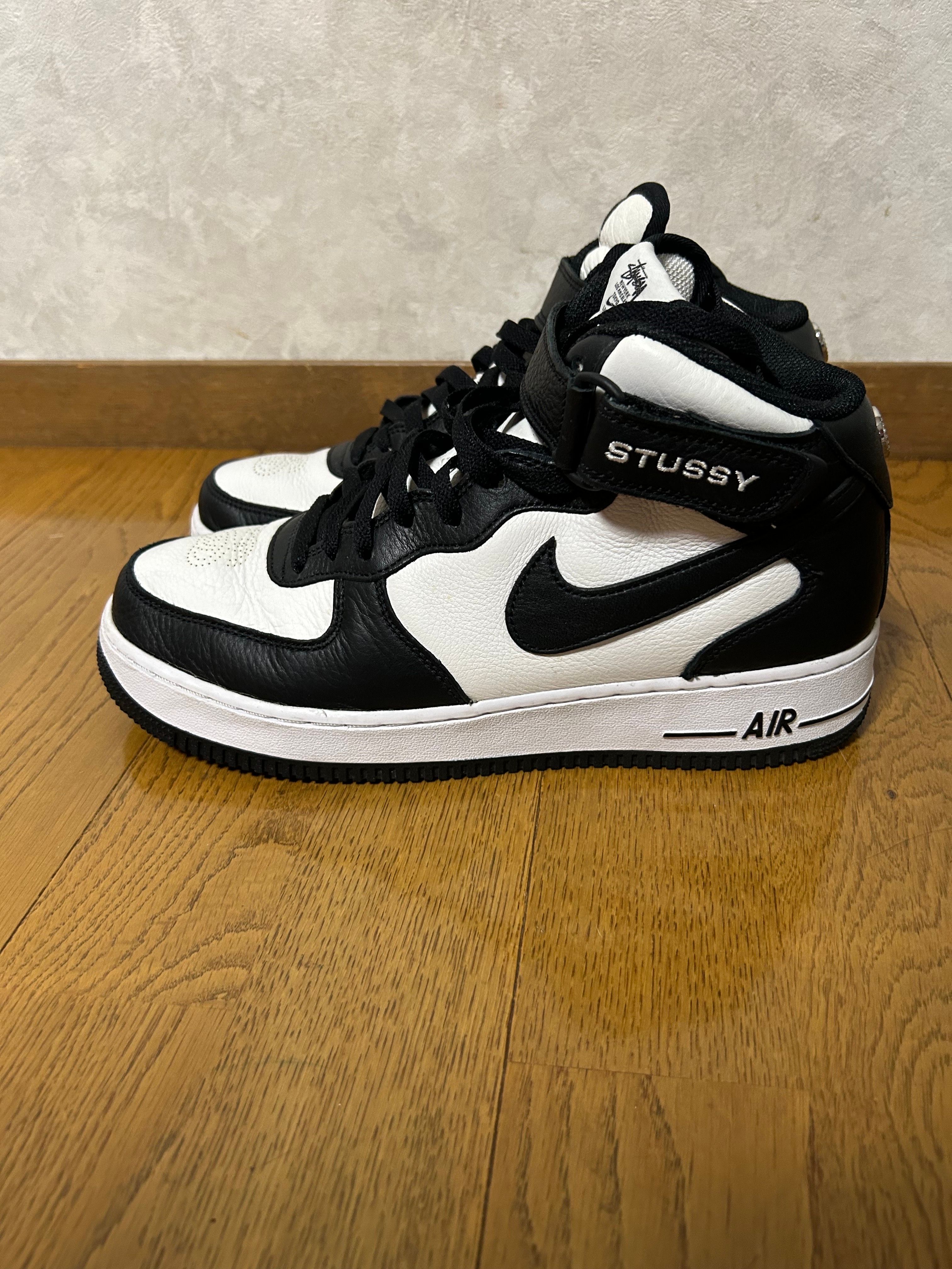 Stussy × Nike Air Force 1 Mid "Black and Light Bone"