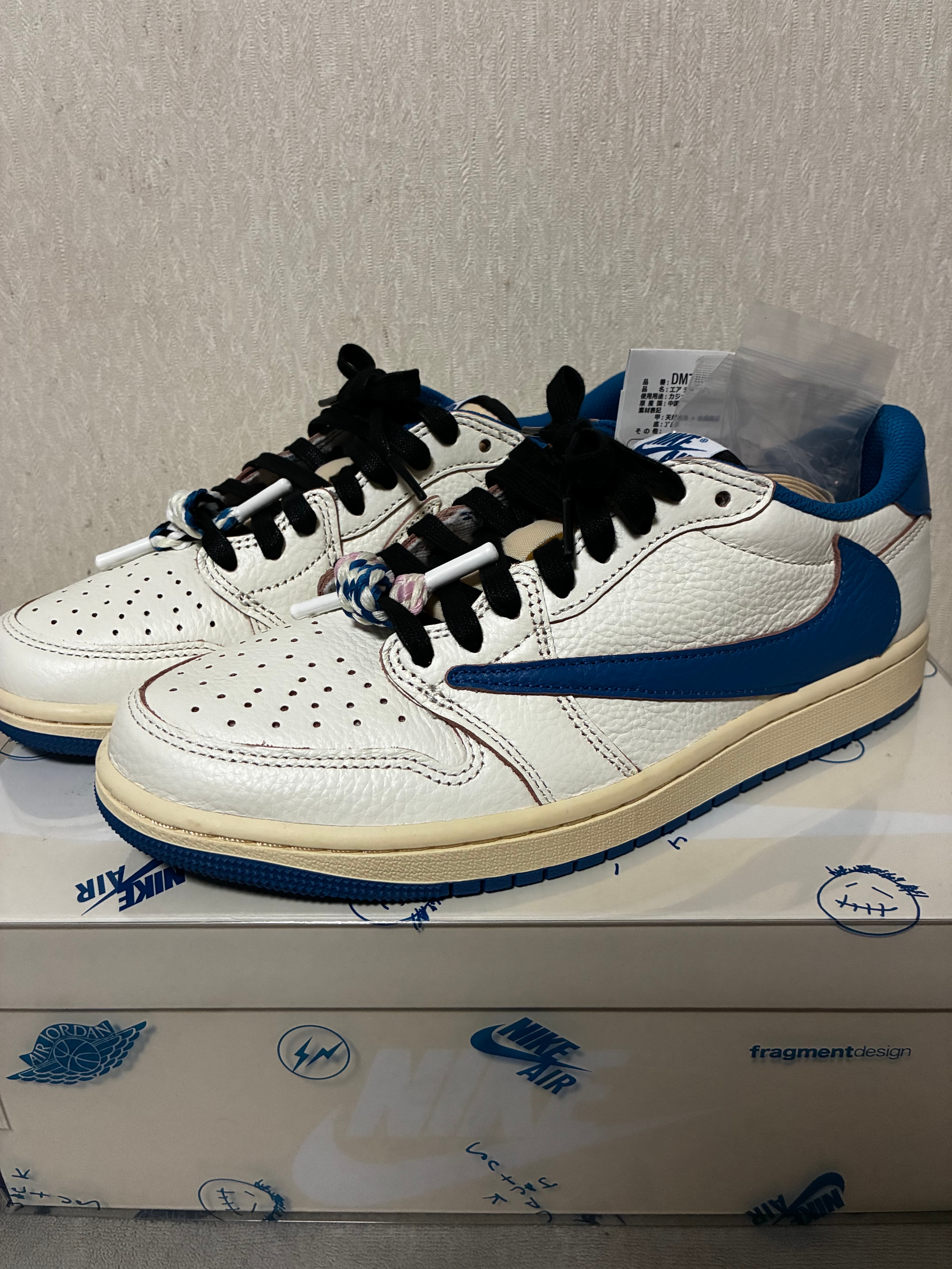 Travis Scott × fragment design × Nike Air Jordan 1 Low OG "Sail/Military Blue"