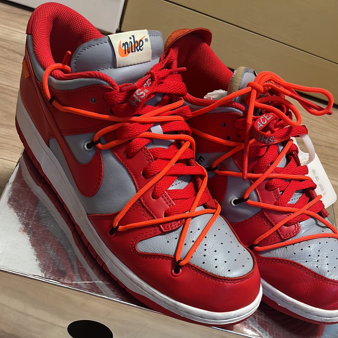 Off-White × Nike Dunk Low "University Red/Wolf Grey"