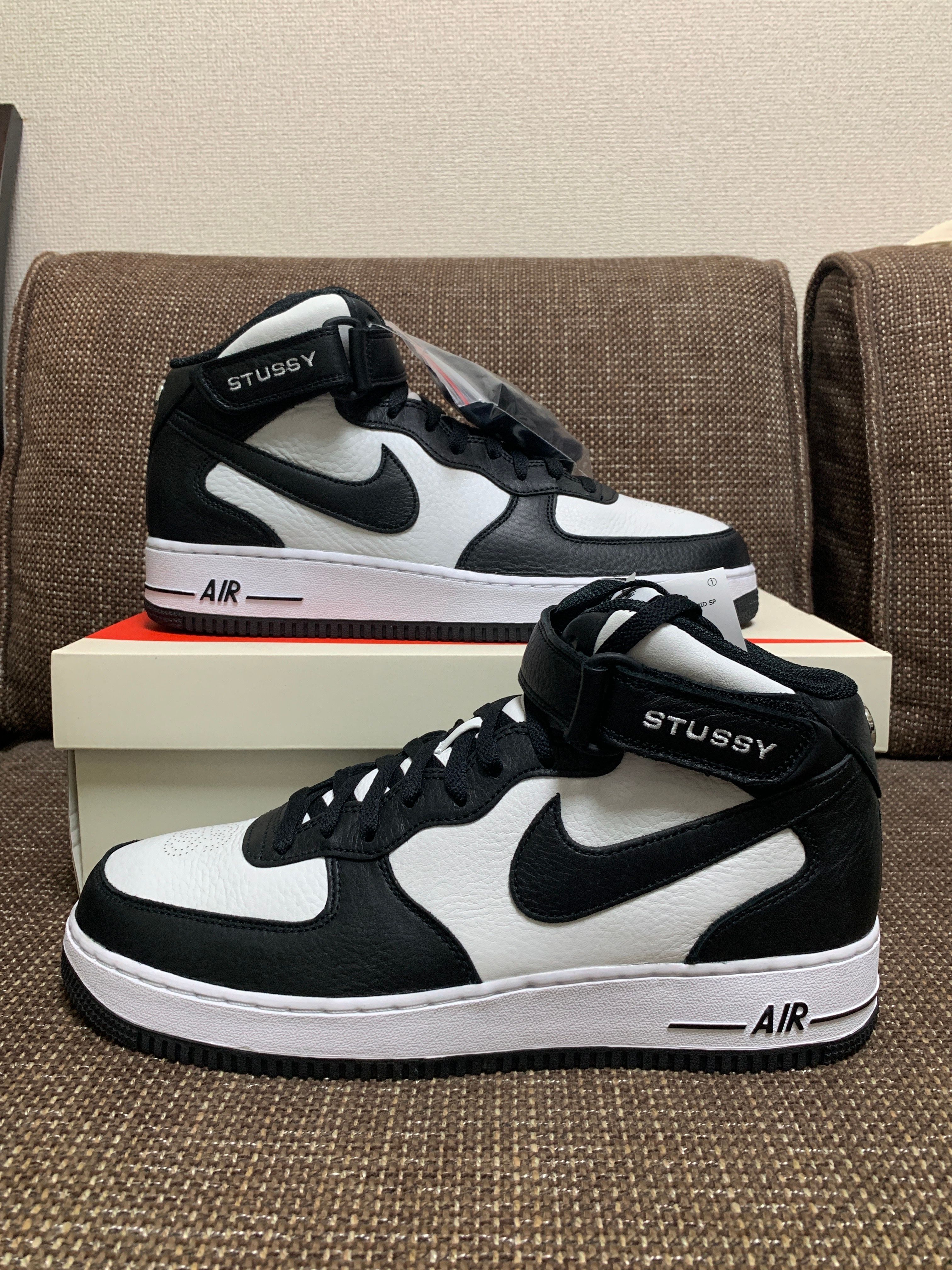 Stussy × Nike Air Force 1 Mid "Black and Light Bone"