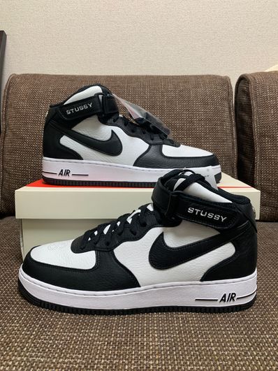Stussy × Nike Air Force 1 Mid "Black and Light Bone"