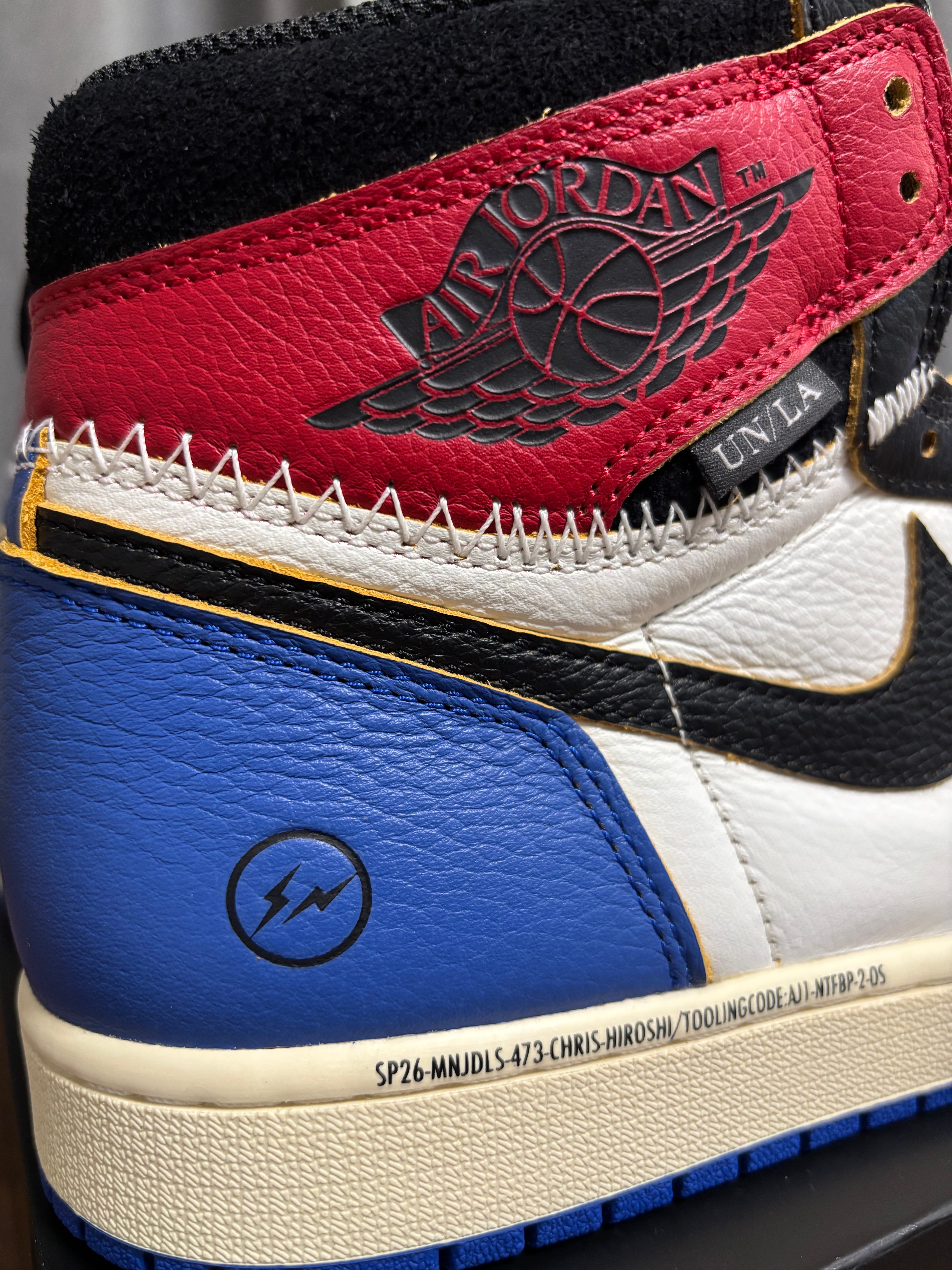fragment design × UNION × Nike Air Jordan 1 High OG "Black/Varsity Red"