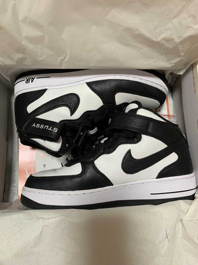 Stussy × Nike Air Force 1 Mid "Black and Light Bone"