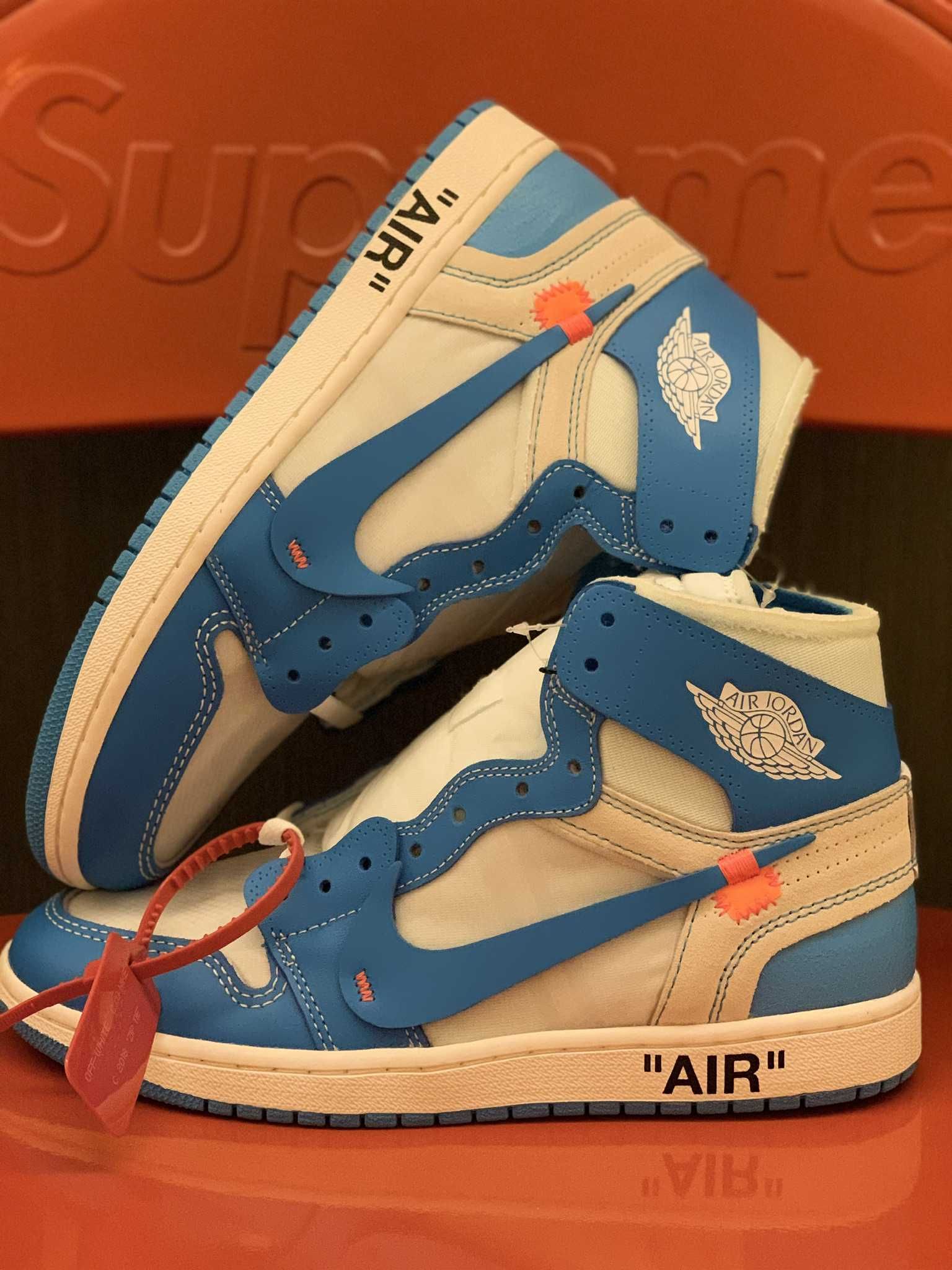Off-White × Nike Air Jordan 1 High UNC "White/Dark Powder Blue"