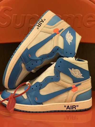 Off-White × Nike Air Jordan 1 High UNC "White/Dark Powder Blue"