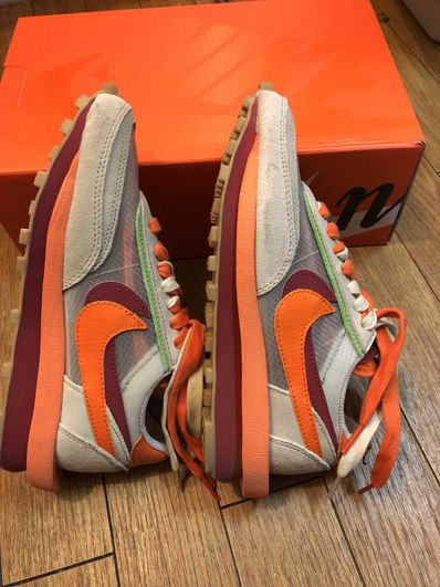 CLOT × Sacai × Nike LD Waffle "Orange Blaze"