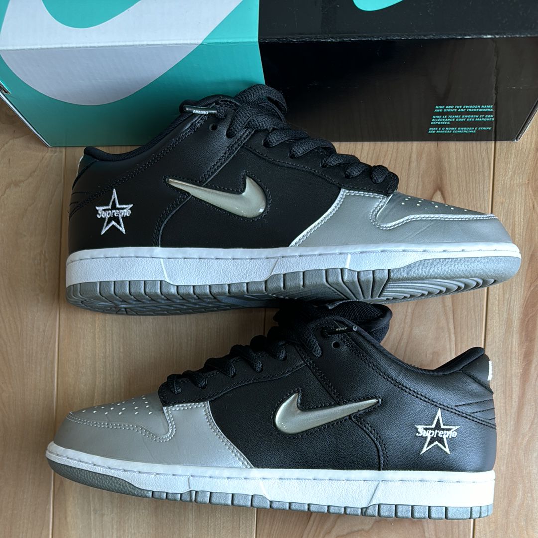 Supreme × Nike Dunk Low "Metallic Silver/Black"
