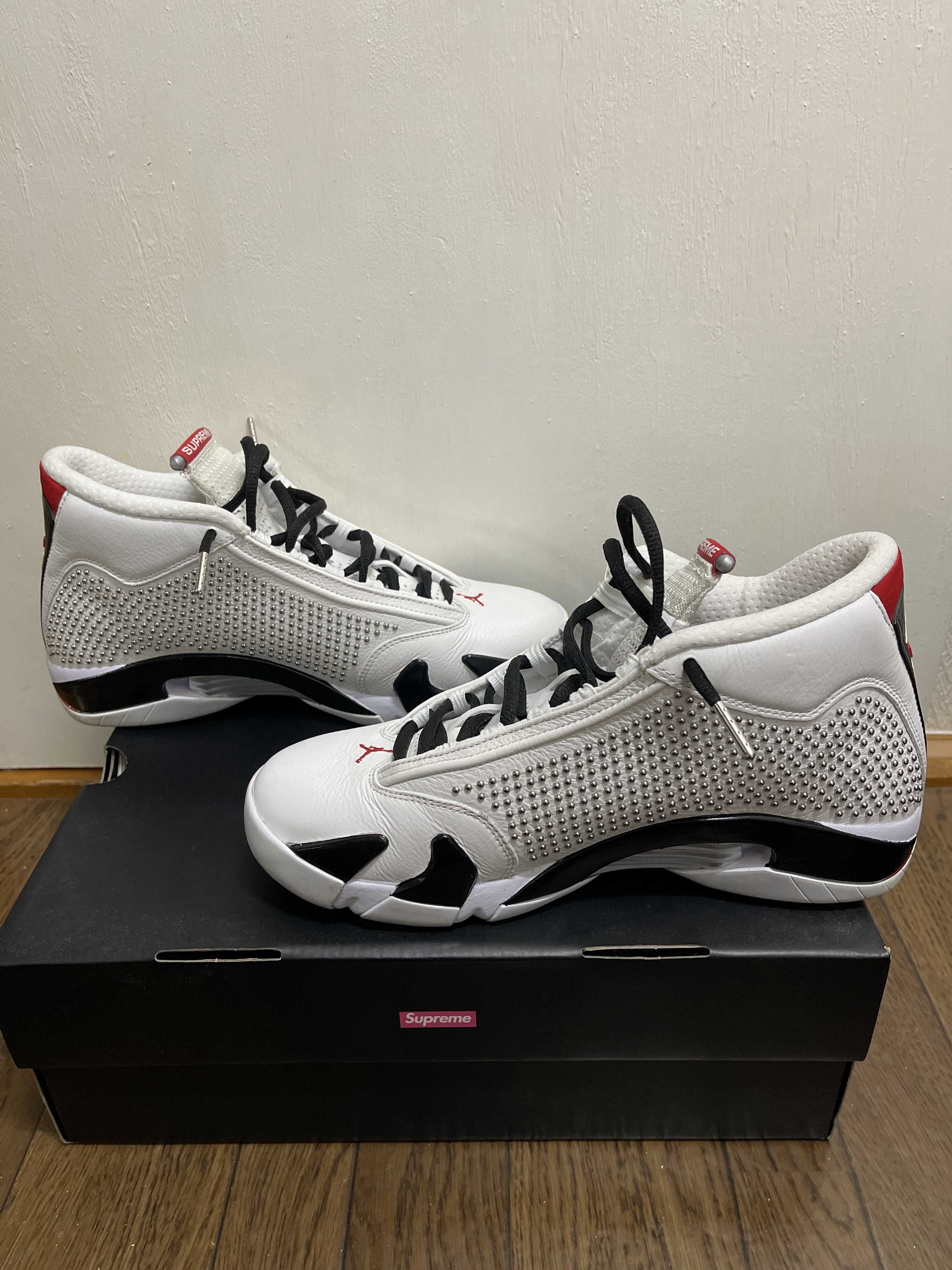 Supreme × Nike Air Jordan 14 Retro "White/University Red"