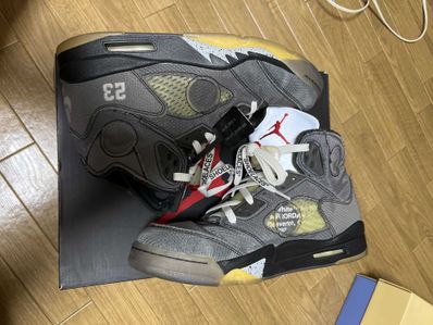 Off-White × Nike Air Jordan 5 "Black/Muslin/Fire Red"