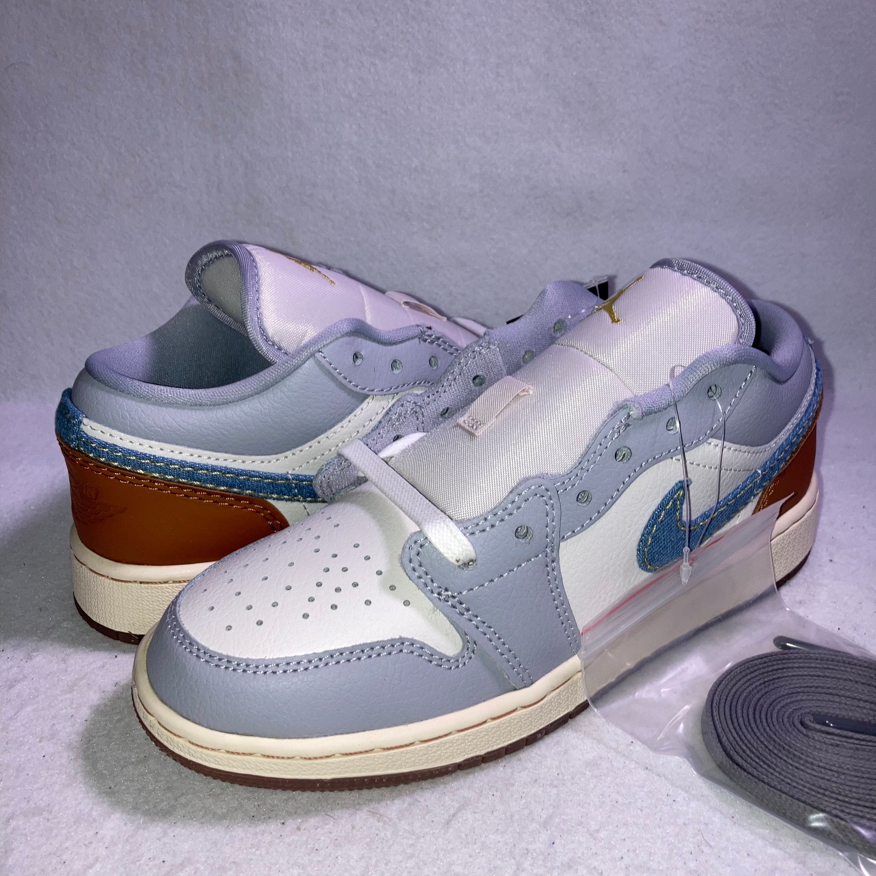 Nike GS Air Jordan 1 Low SE "Phantom/Coconut Milk/Amber Brown/Light Armory Blue"