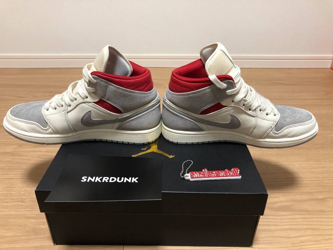 SNS×NIKE AIR JORDAN 1 MID "GREY/RED"