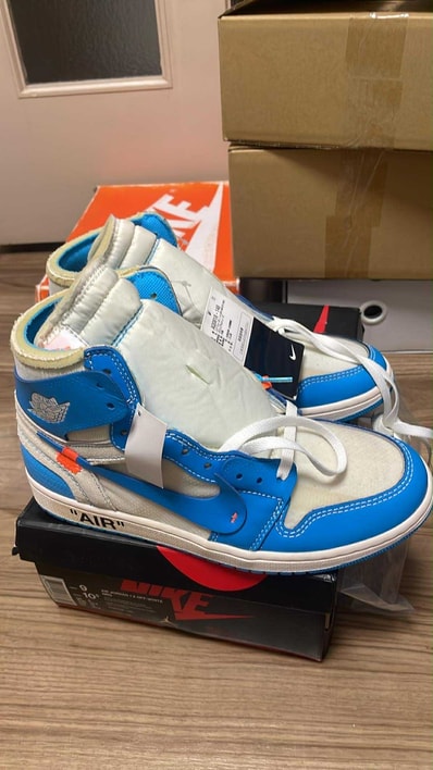 Off-White × Nike Air Jordan 1 High UNC "White/Dark Powder Blue"
