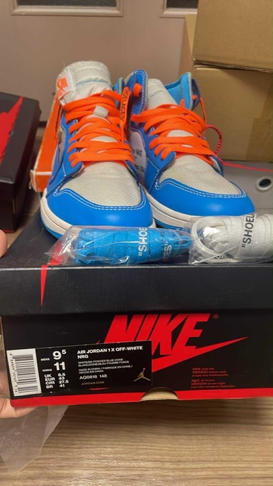 Off-White × Nike Air Jordan 1 High UNC "White/Dark Powder Blue"