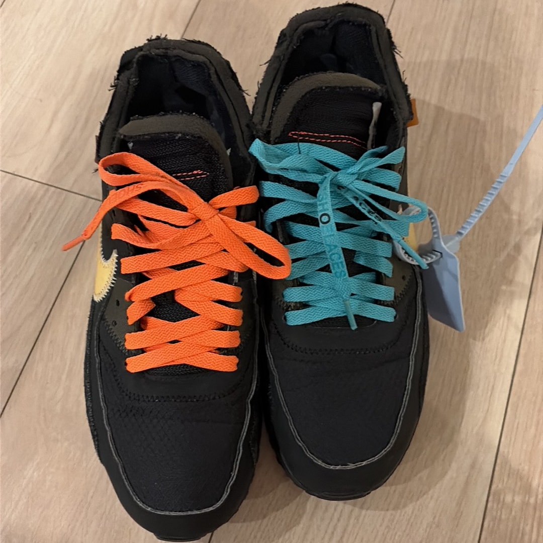 Off-White × Nike Air Max 90 "Black/Black-Cone-White"