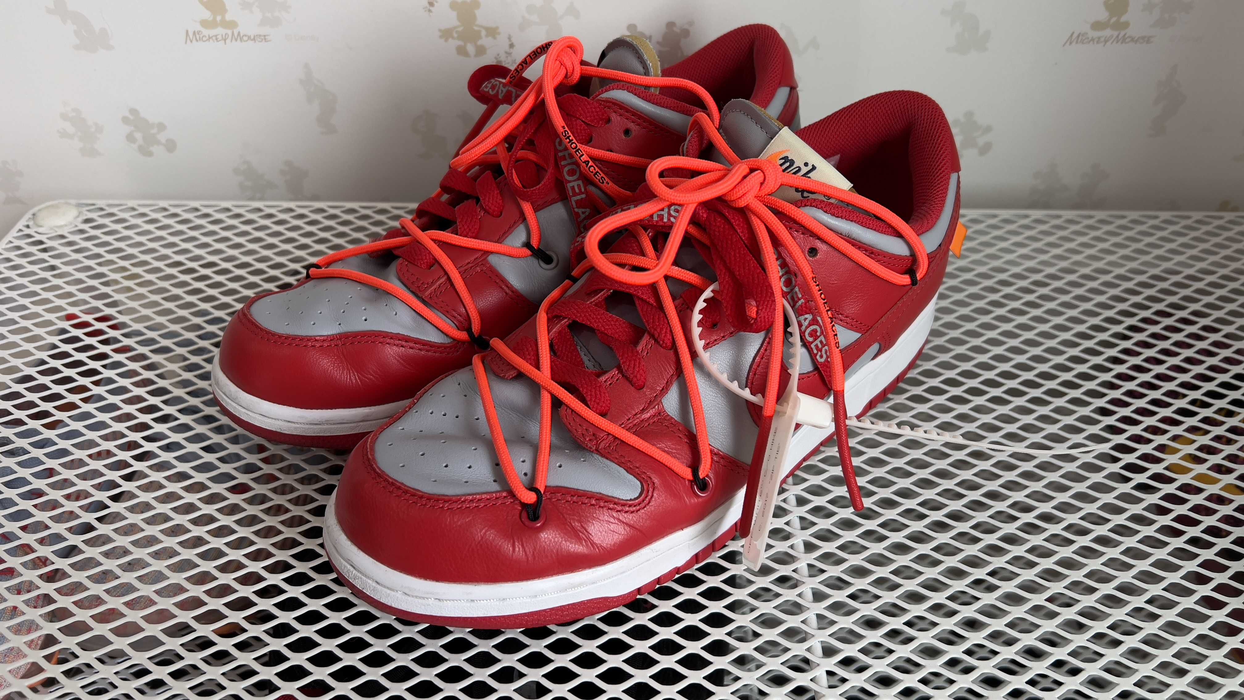 Off-White × Nike Dunk Low "University Red/Wolf Grey"