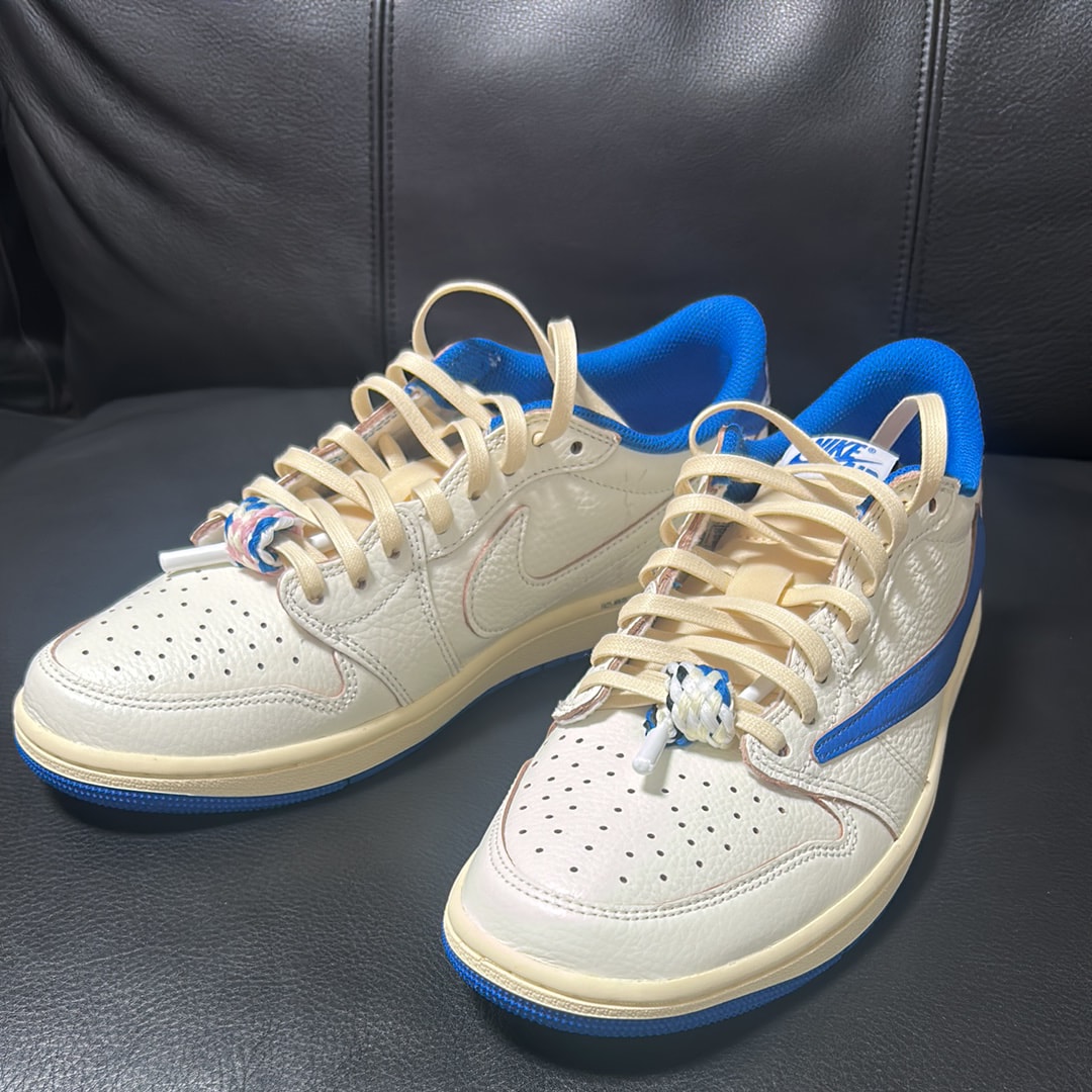 Travis Scott × fragment design × Nike Air Jordan 1 Low OG "Sail/Military Blue"