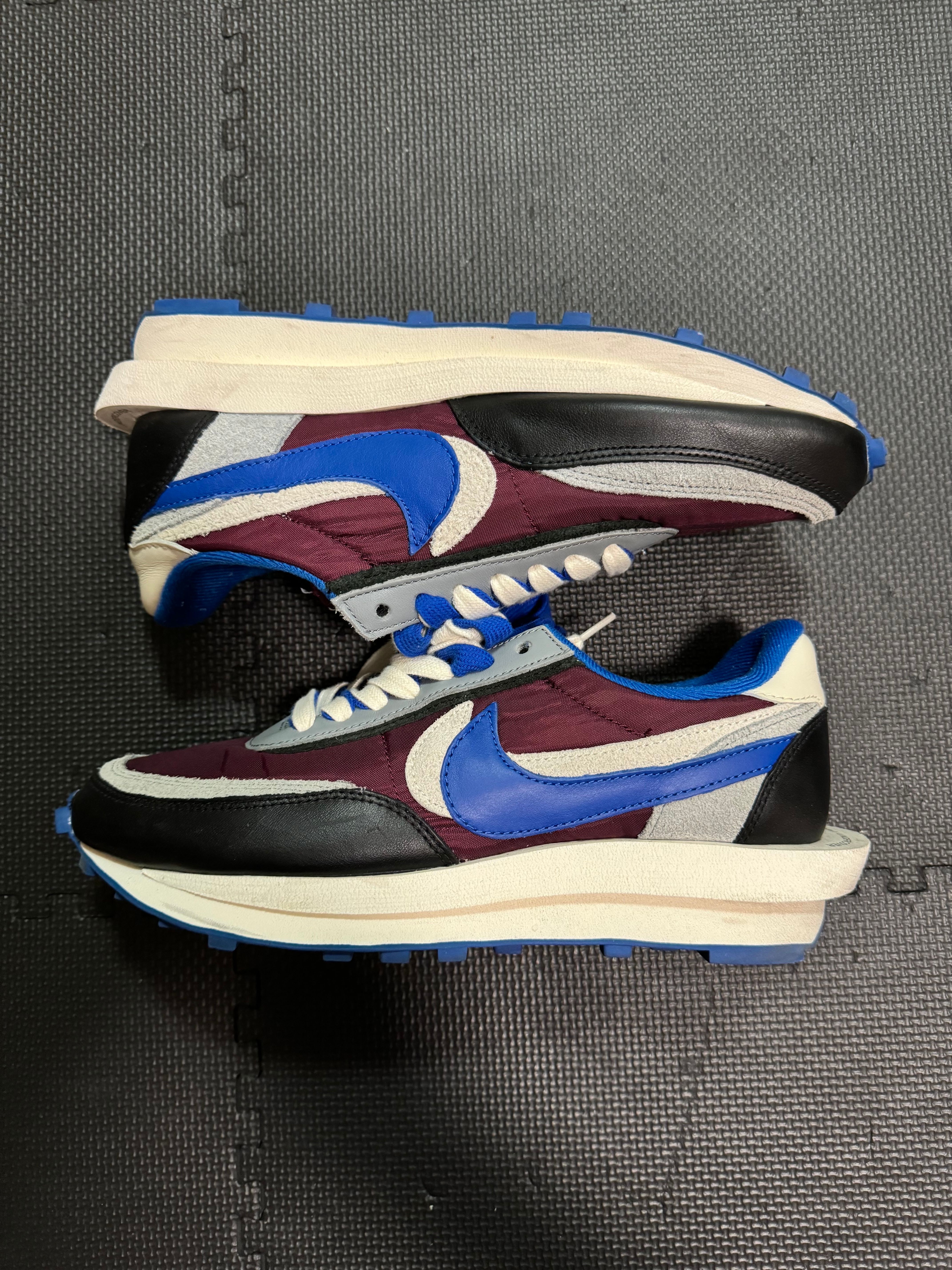 UNDERCOVER × sacai × Nike LD Waffle "Night Maroon/Pale Ivory-Ground Grey-Team Royal"