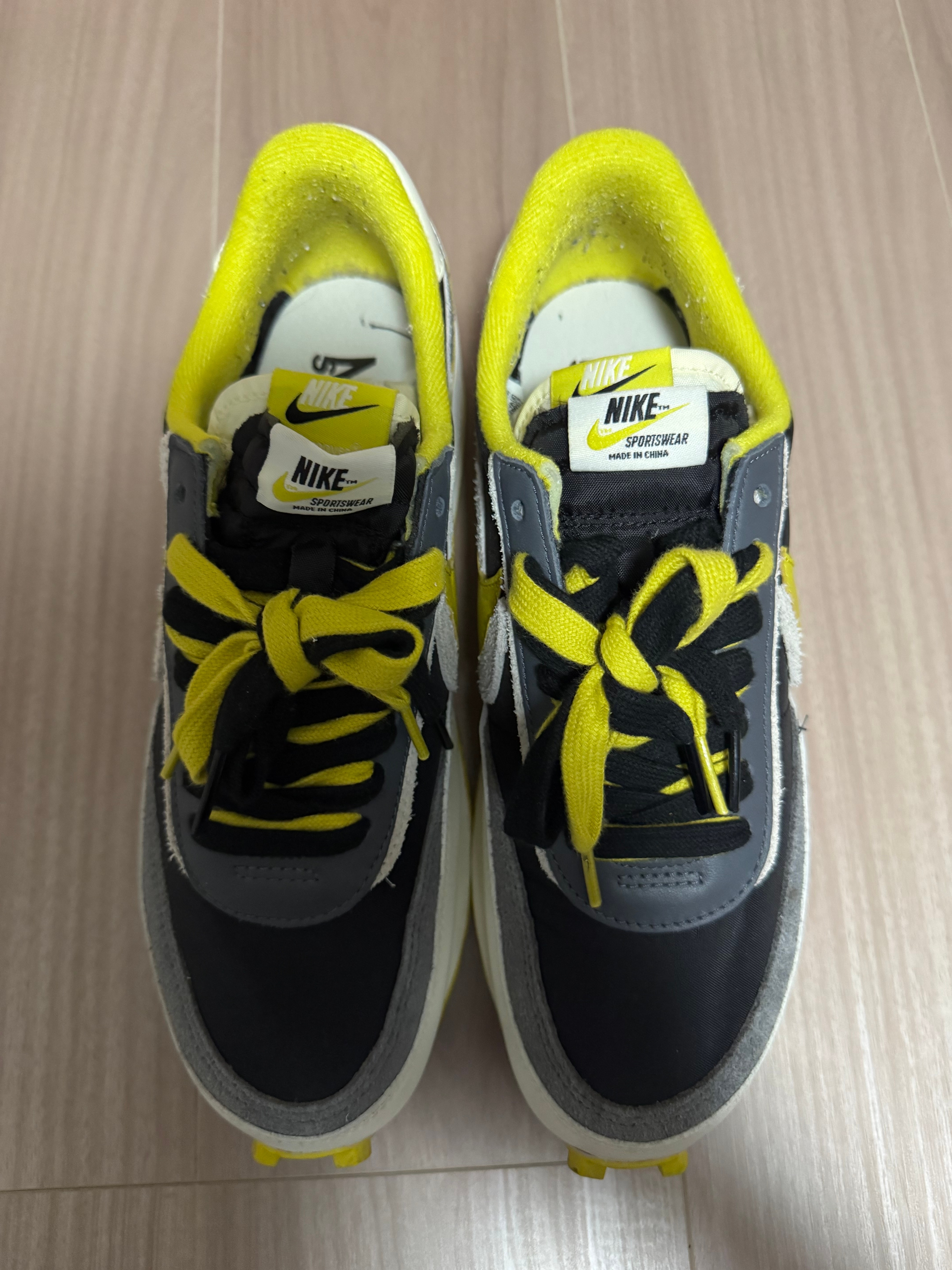 UNDERCOVER × sacai × Nike LD Waffle "Black/Sail-Dark Grey-Bright Citron"