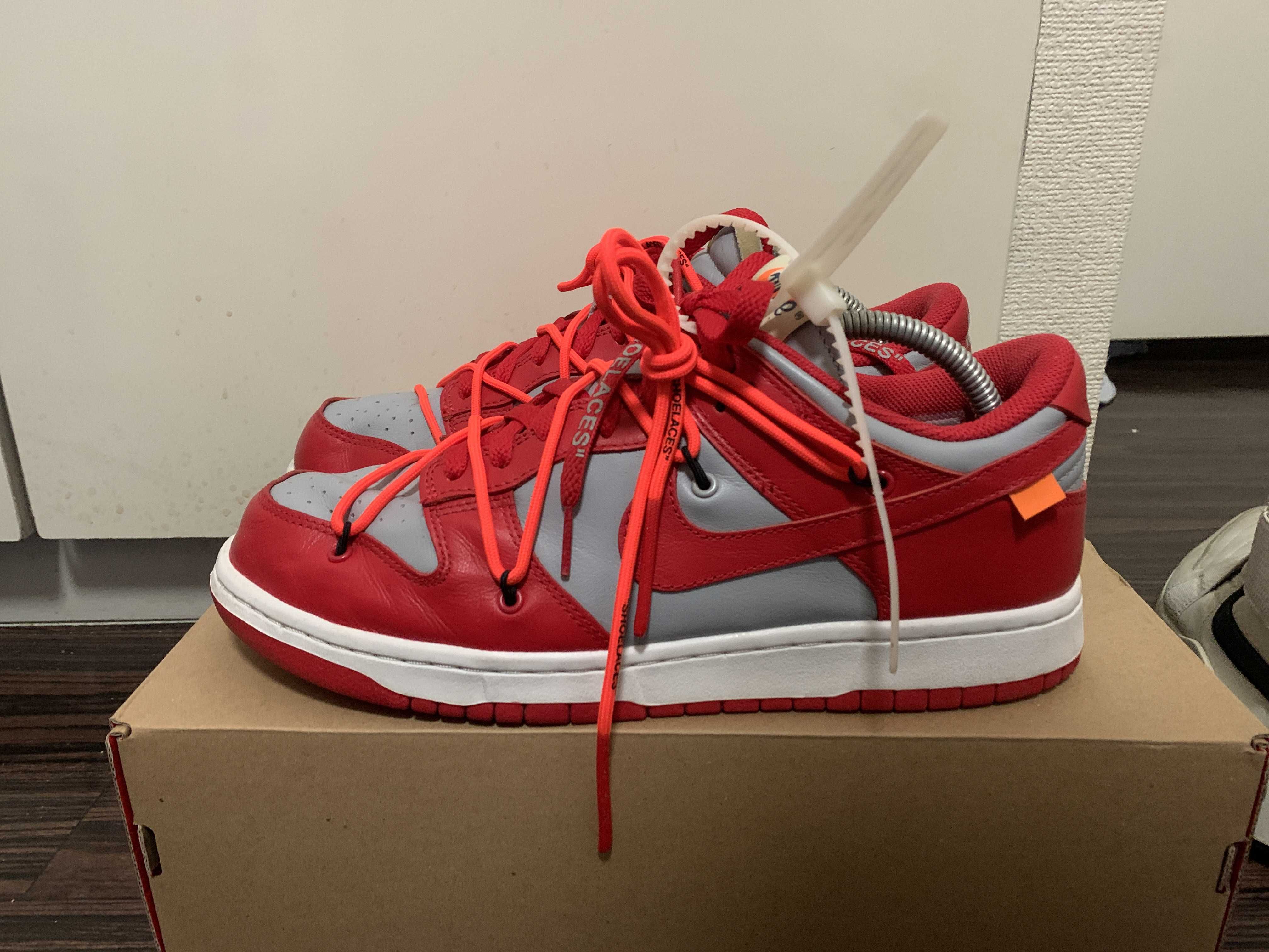 Off-White × Nike Dunk Low "University Red/Wolf Grey"