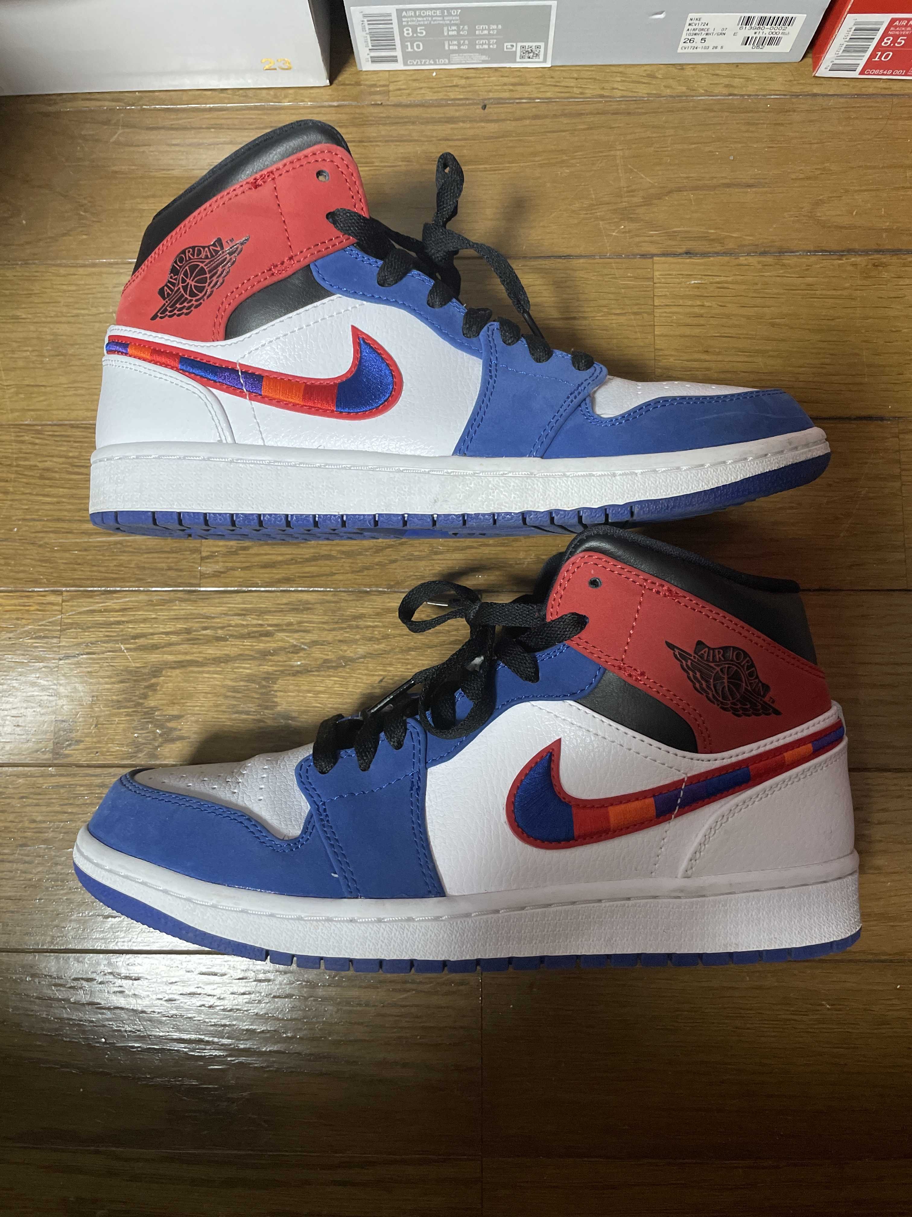 NIKE AIR JORDAN 1 MID "WHITE/BLUE/RED"