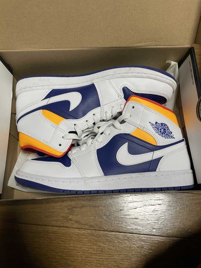 Nike Air Jordan 1 Mid "White/Navy/Yellow"