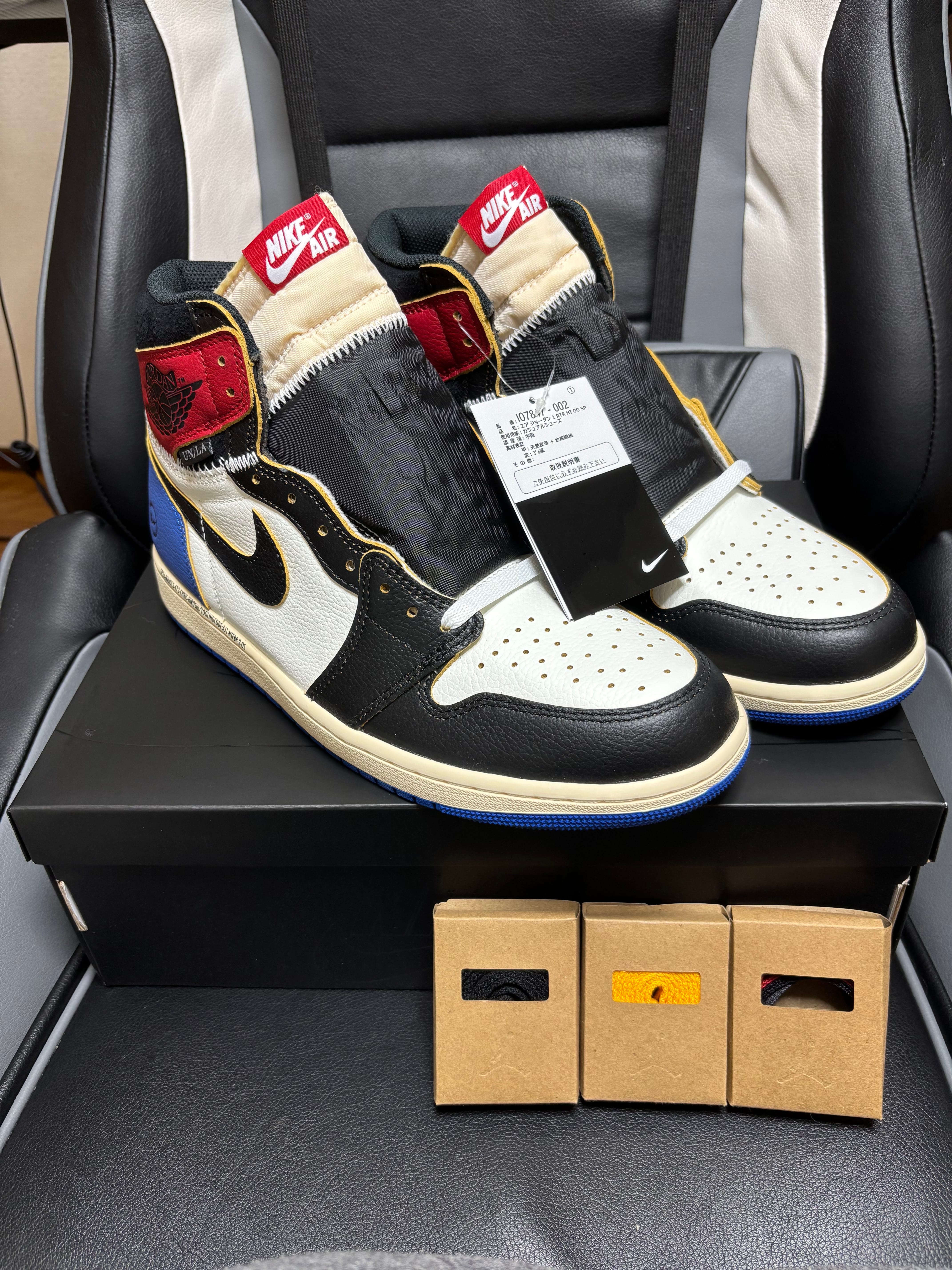 fragment design × UNION × Nike Air Jordan 1 High OG "Black/Varsity Red"