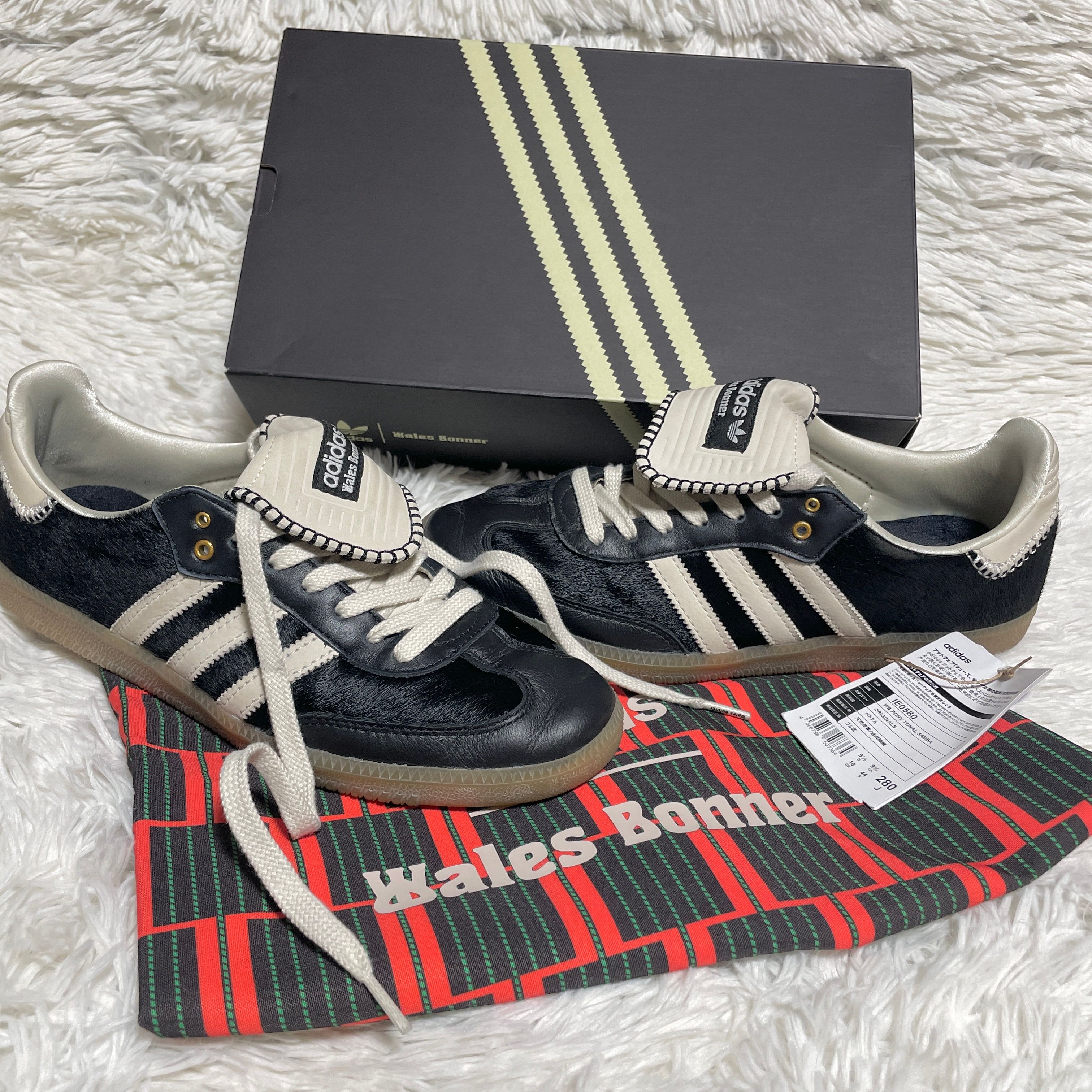 Wales Bonner × adidas Samba Pony Tonal Low "Core Black/Cream White"