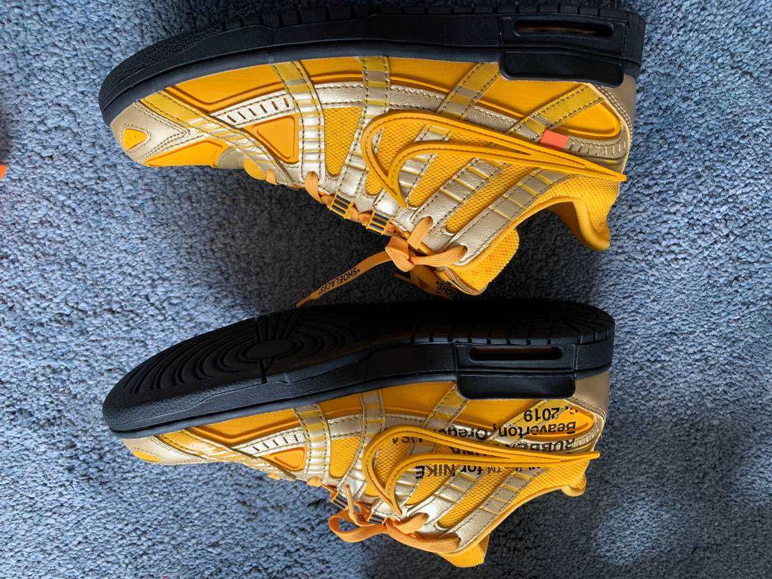 Off-White × Nike Air Rubber Dunk "University Gold"