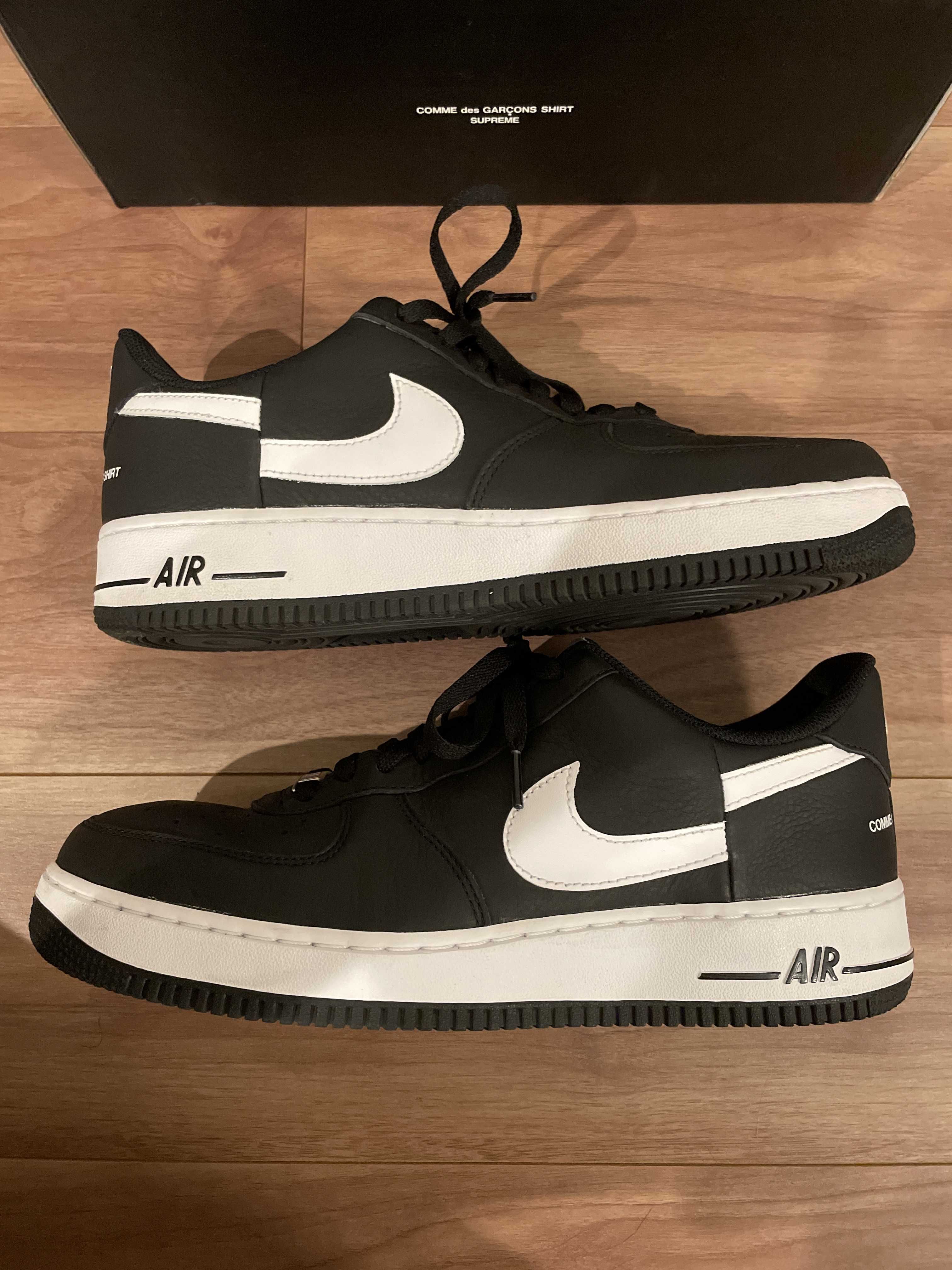 Supreme × COMME des GARCONS SHIRT × Nike Air Force 1 Low "Black/White" (2018)