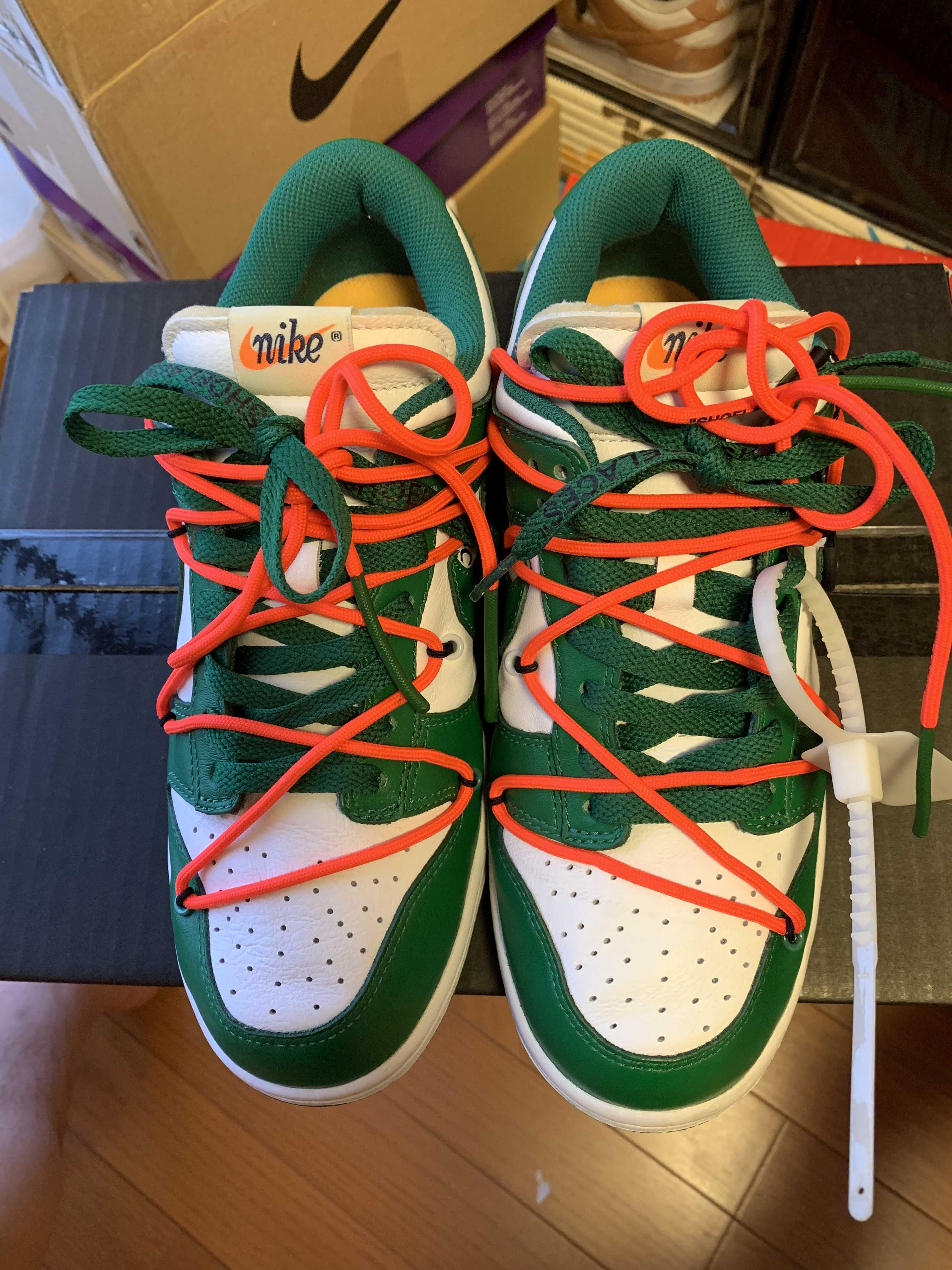 Off-White × Nike Dunk Low "White/Pine Green"