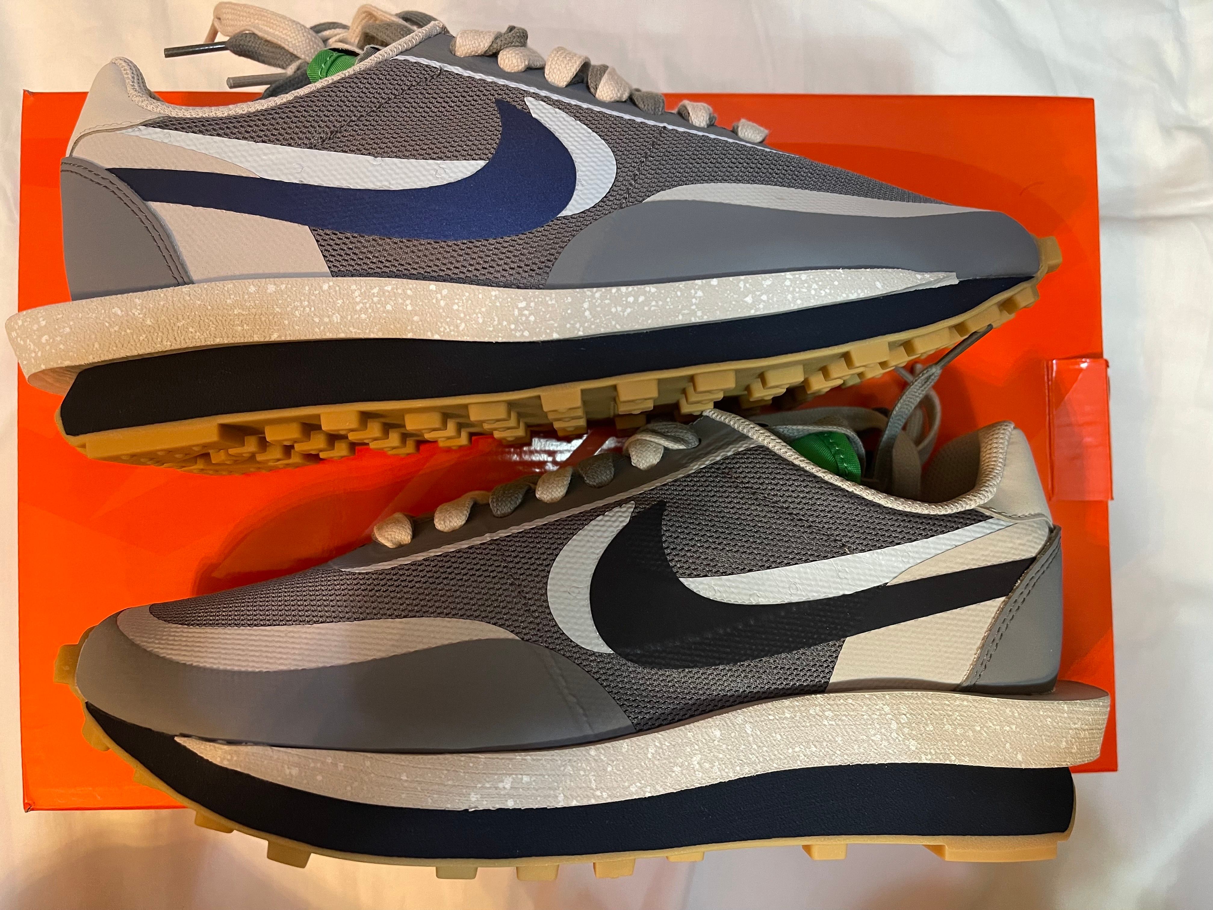 CLOT × Sacai × Nike LD Waffle "Grey Obsidian/Cool Grey"