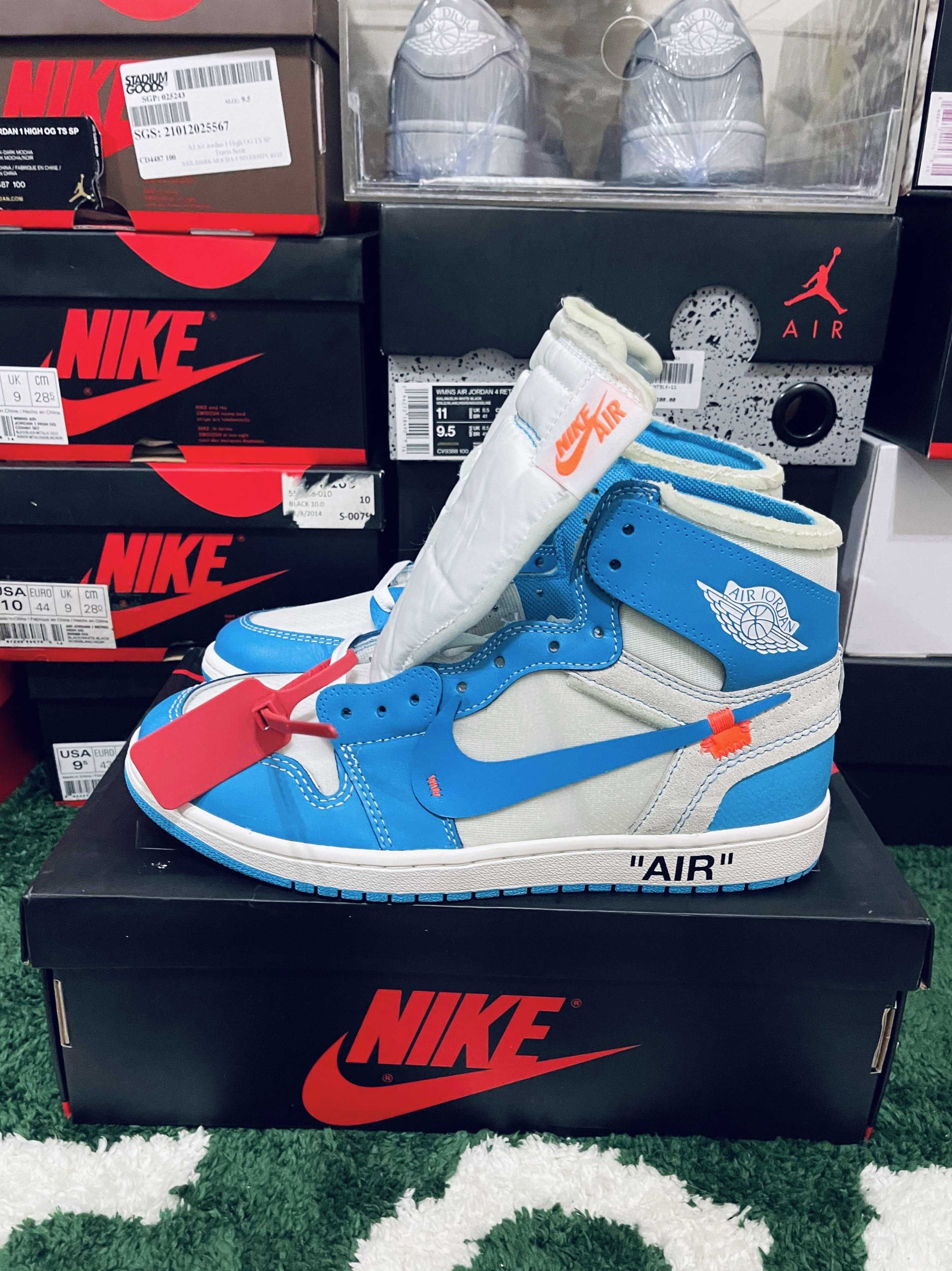 Off-White × Nike Air Jordan 1 High UNC "White/Dark Powder Blue"