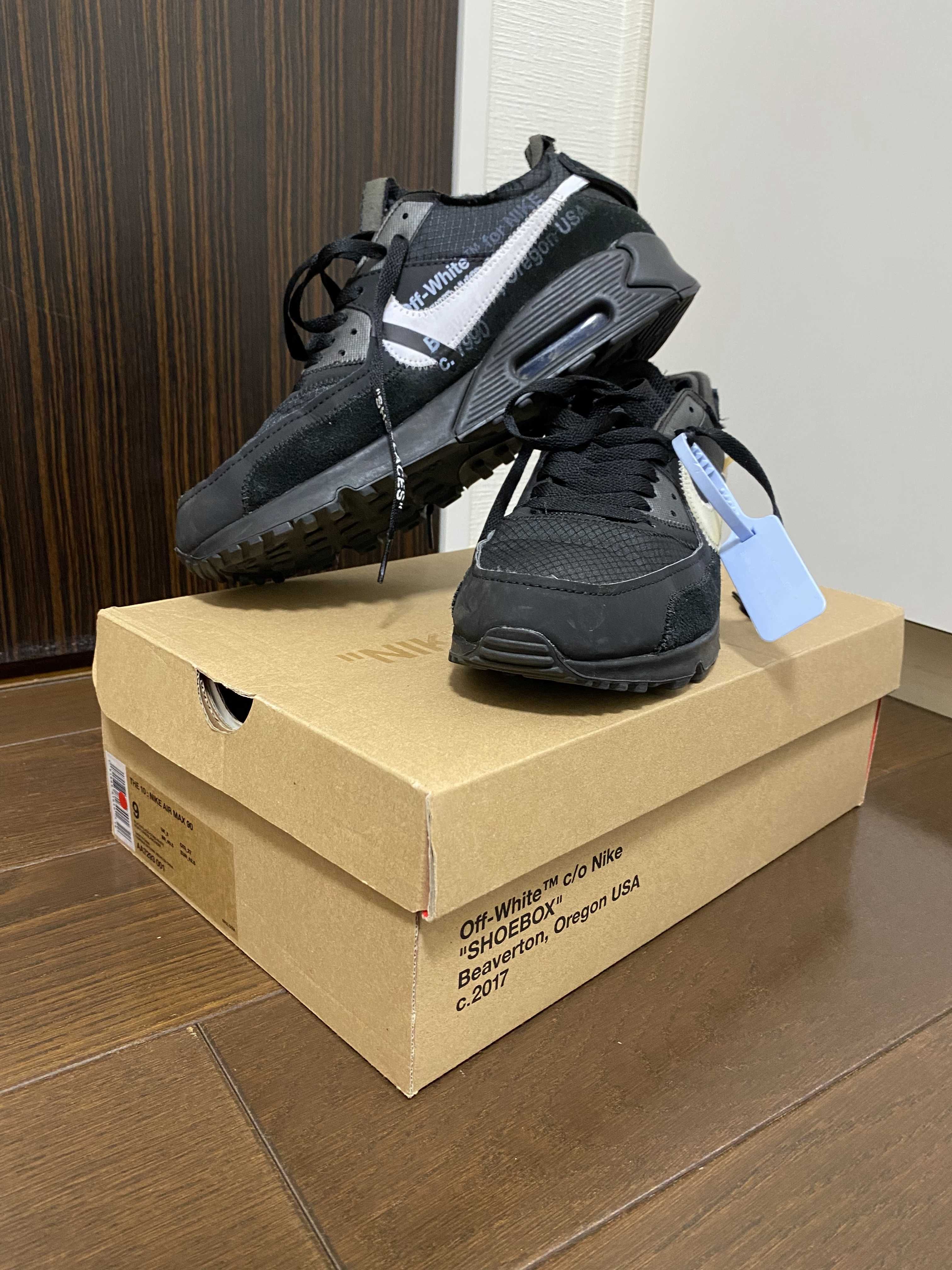 Off-White × Nike Air Max 90 "Black/Black-Cone-White"