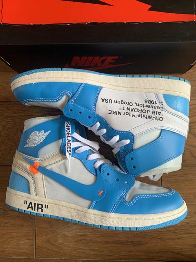 Off-White × Nike Air Jordan 1 High UNC "White/Dark Powder Blue"