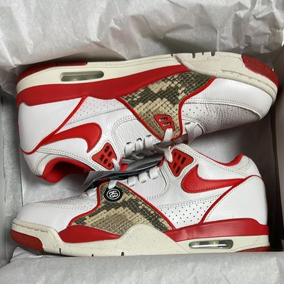 Stussy × Nike Air Flight 89 Low SP "White Habanero Red"