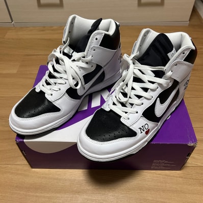 Supreme × Nike SB Dunk High By Any Means "White Black"