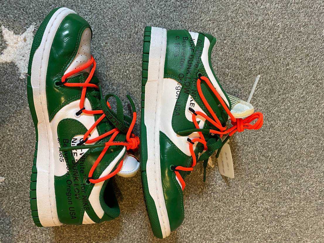 Off-White × Nike Dunk Low "White/Pine Green"