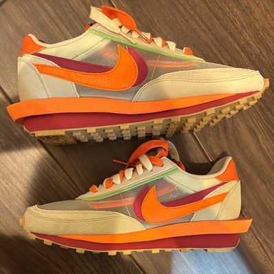 CLOT × Sacai × Nike LD Waffle "Orange Blaze"