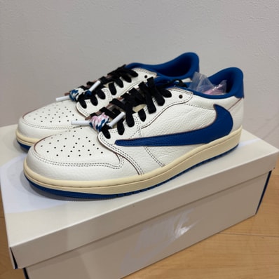 Travis Scott × fragment design × Nike Air Jordan 1 Low OG "Sail/Military Blue"