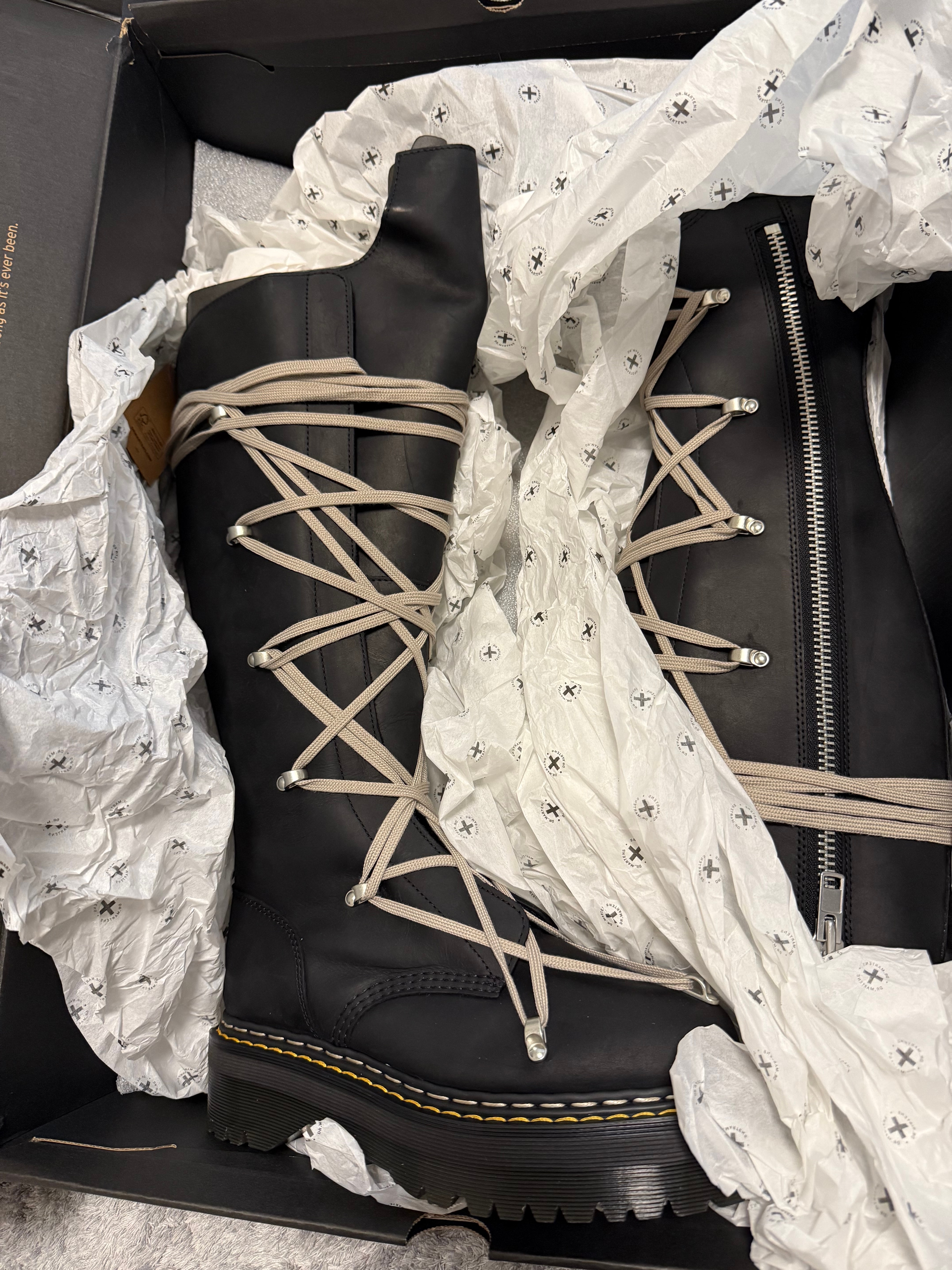 Rick Owens × Dr.Martens 1B60 Quad Sole Pentalace Boot "Black"