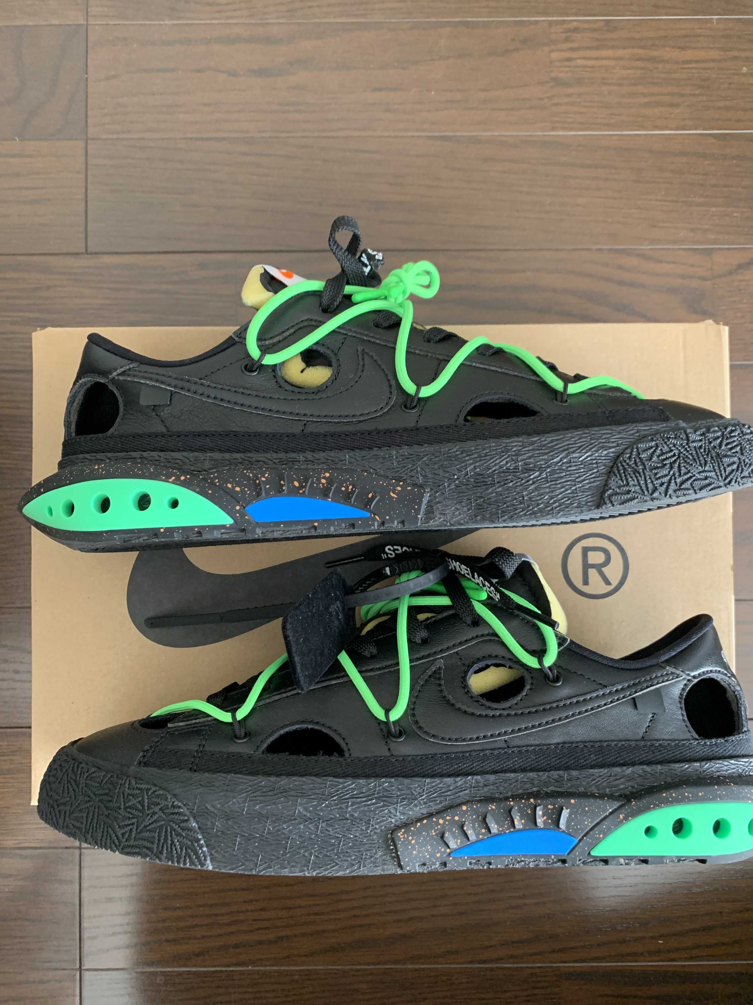 Off-White × Nike Blazer Low "Black and Electro Green"