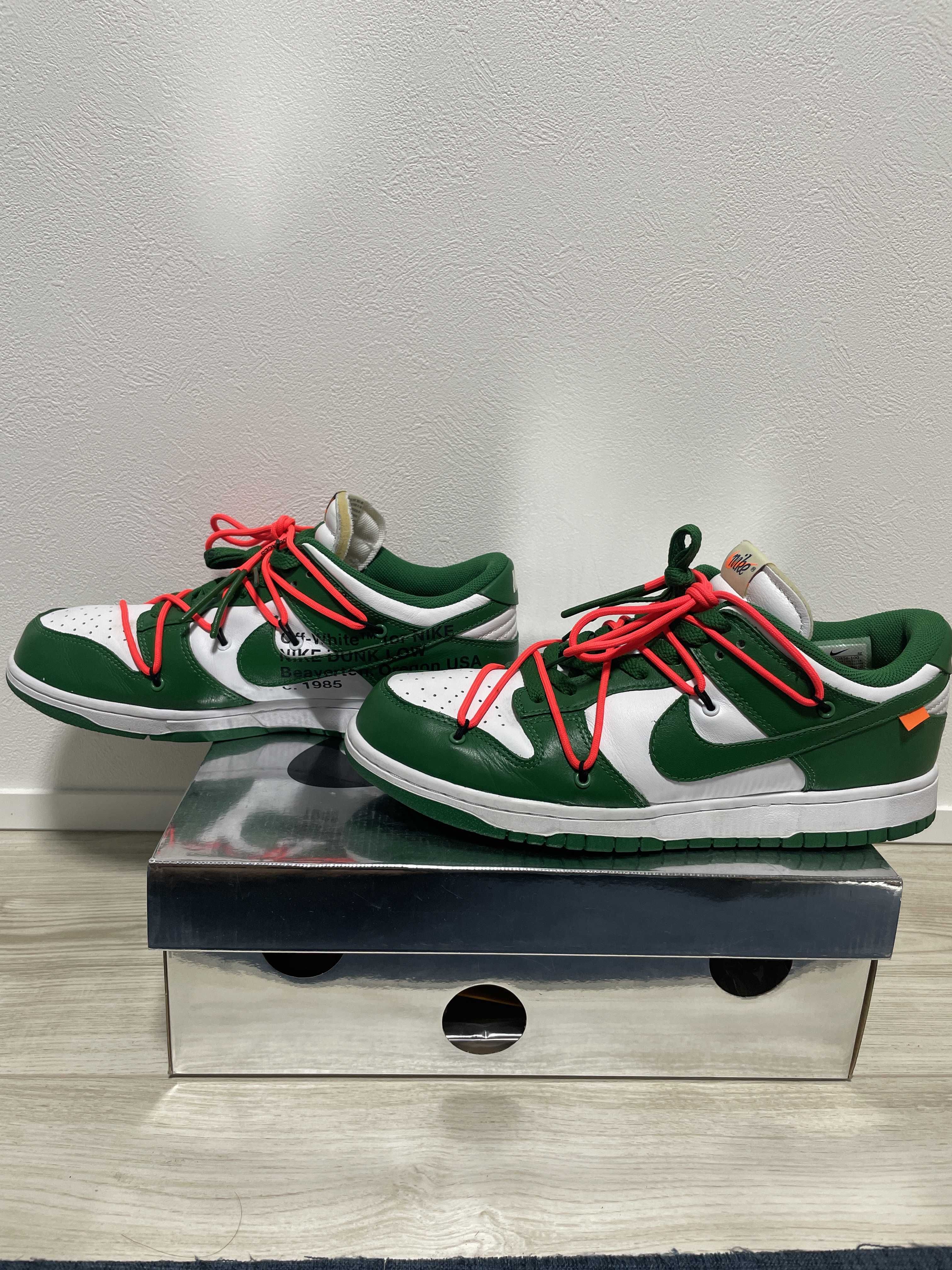 Off-White × Nike Dunk Low "White/Pine Green"