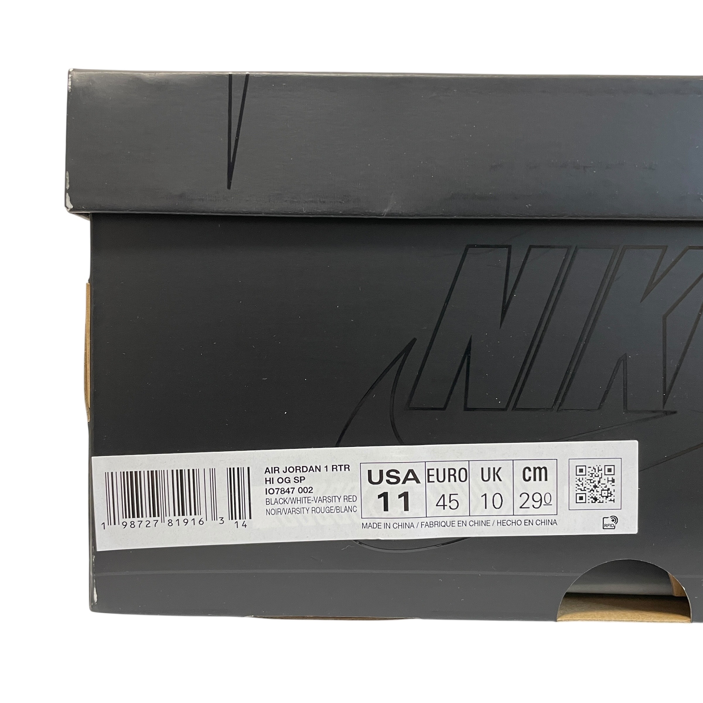 フラグメントデザイン × ユニオン × ナイキ エアジョーダン1 ハイ OG "ブラック/バーシティレッド"