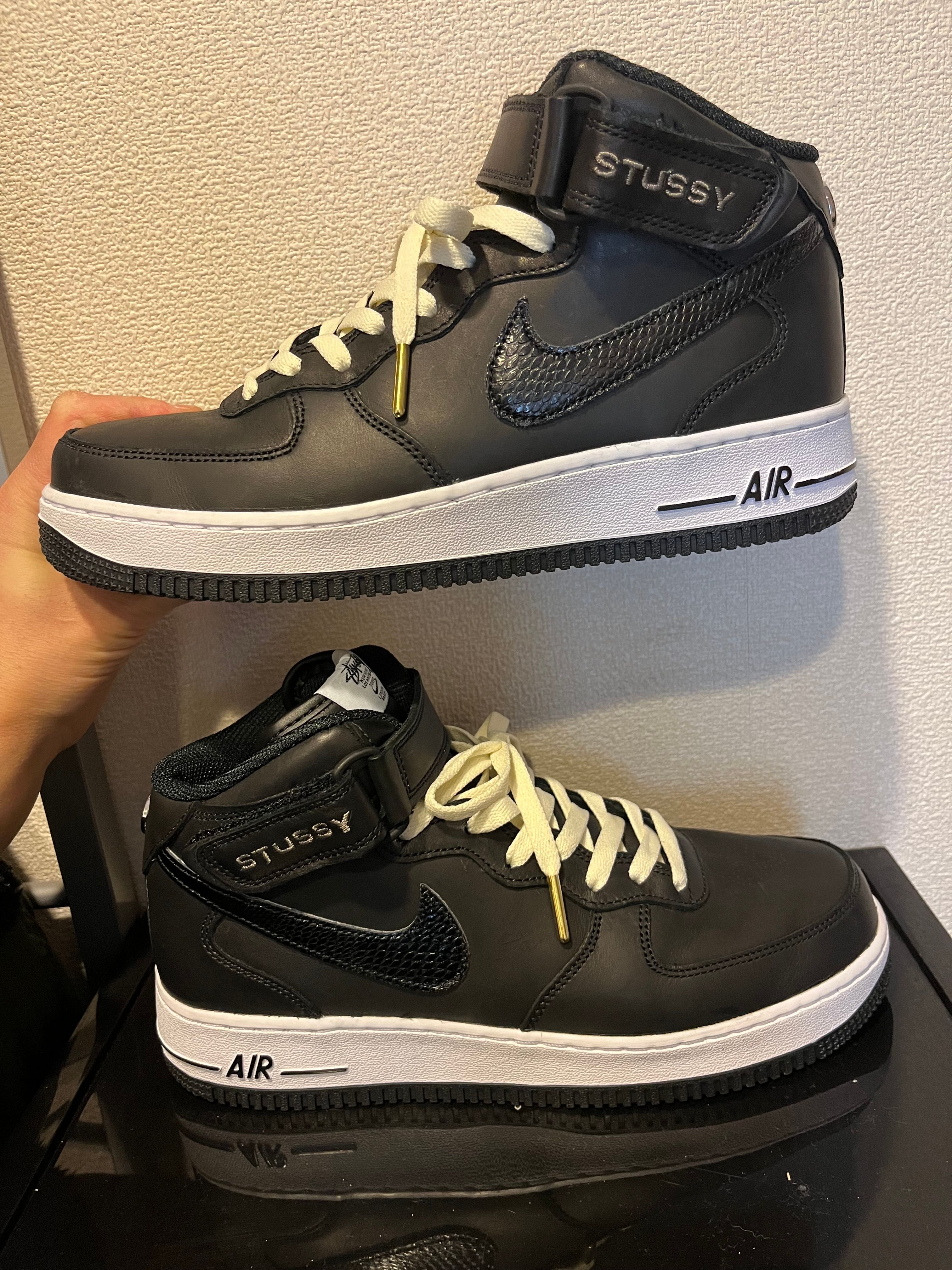 Stussy × Nike Air Force 1 Mid "Black/Black"