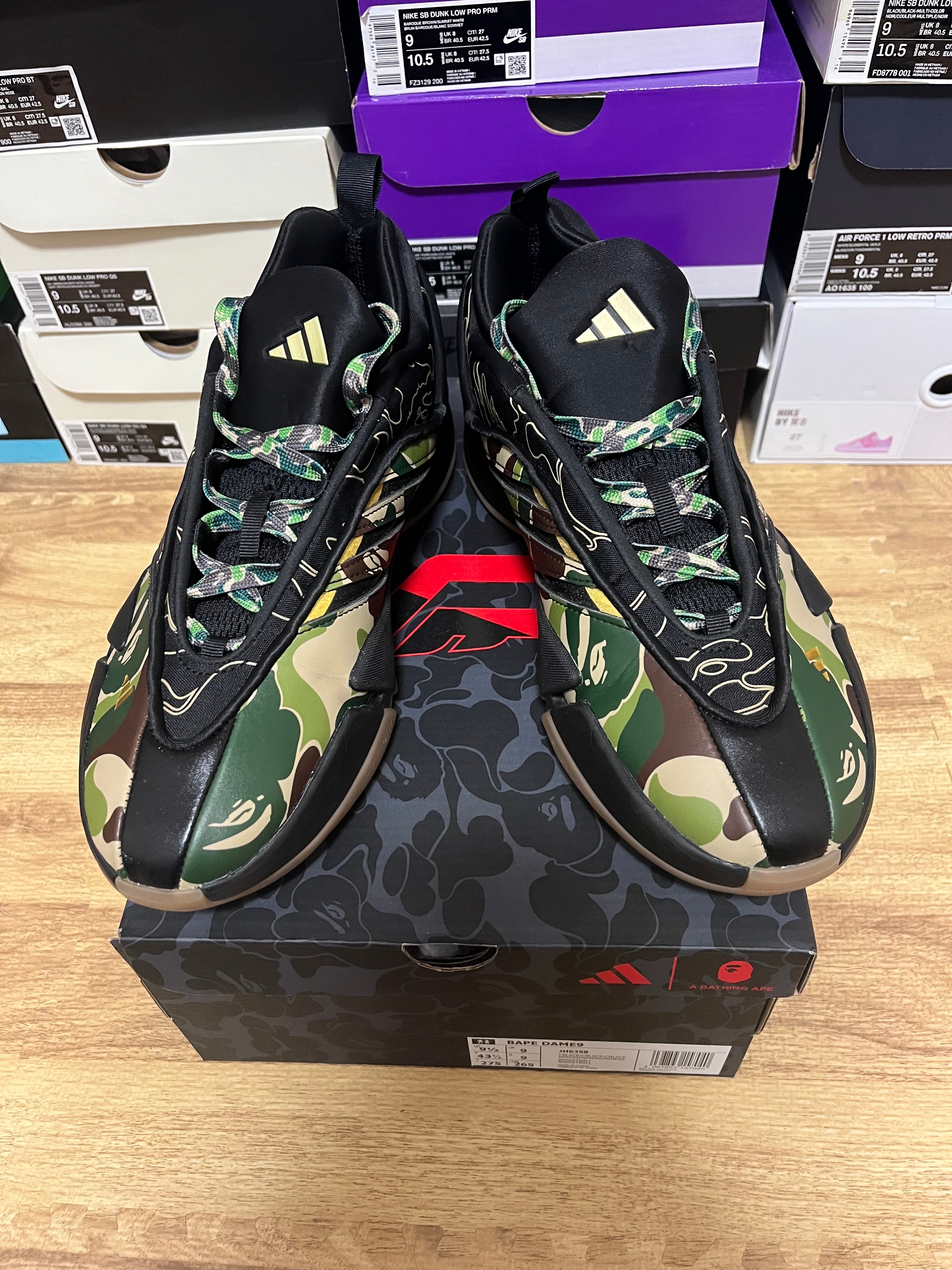 アベイシングエイプ × アディダス デイム9 "コアブラック"