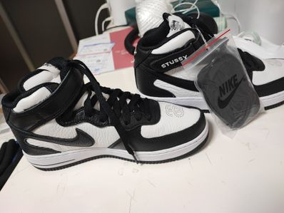 Stussy × Nike Air Force 1 Mid "Black and Light Bone"