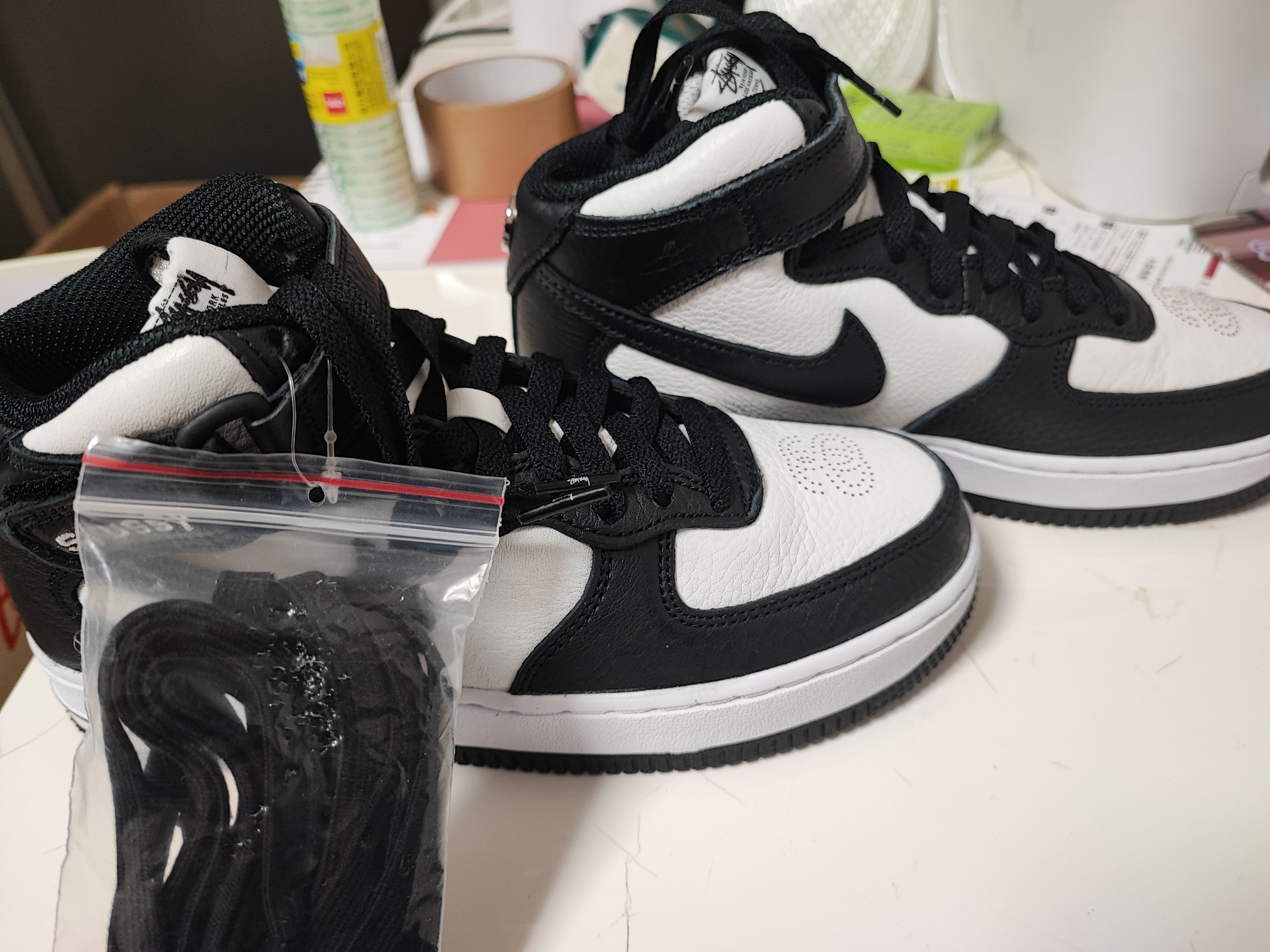 Stussy × Nike Air Force 1 Mid "Black and Light Bone"