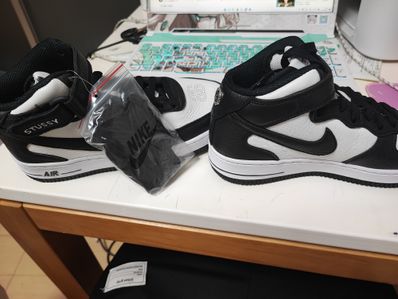 Stussy × Nike Air Force 1 Mid "Black and Light Bone"